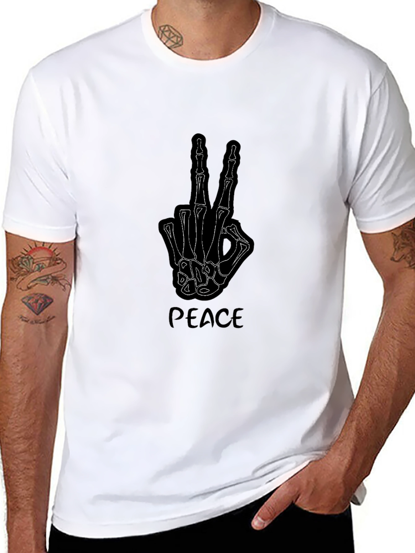 Black Peace Skeleton Hand T-Shirt view 8
