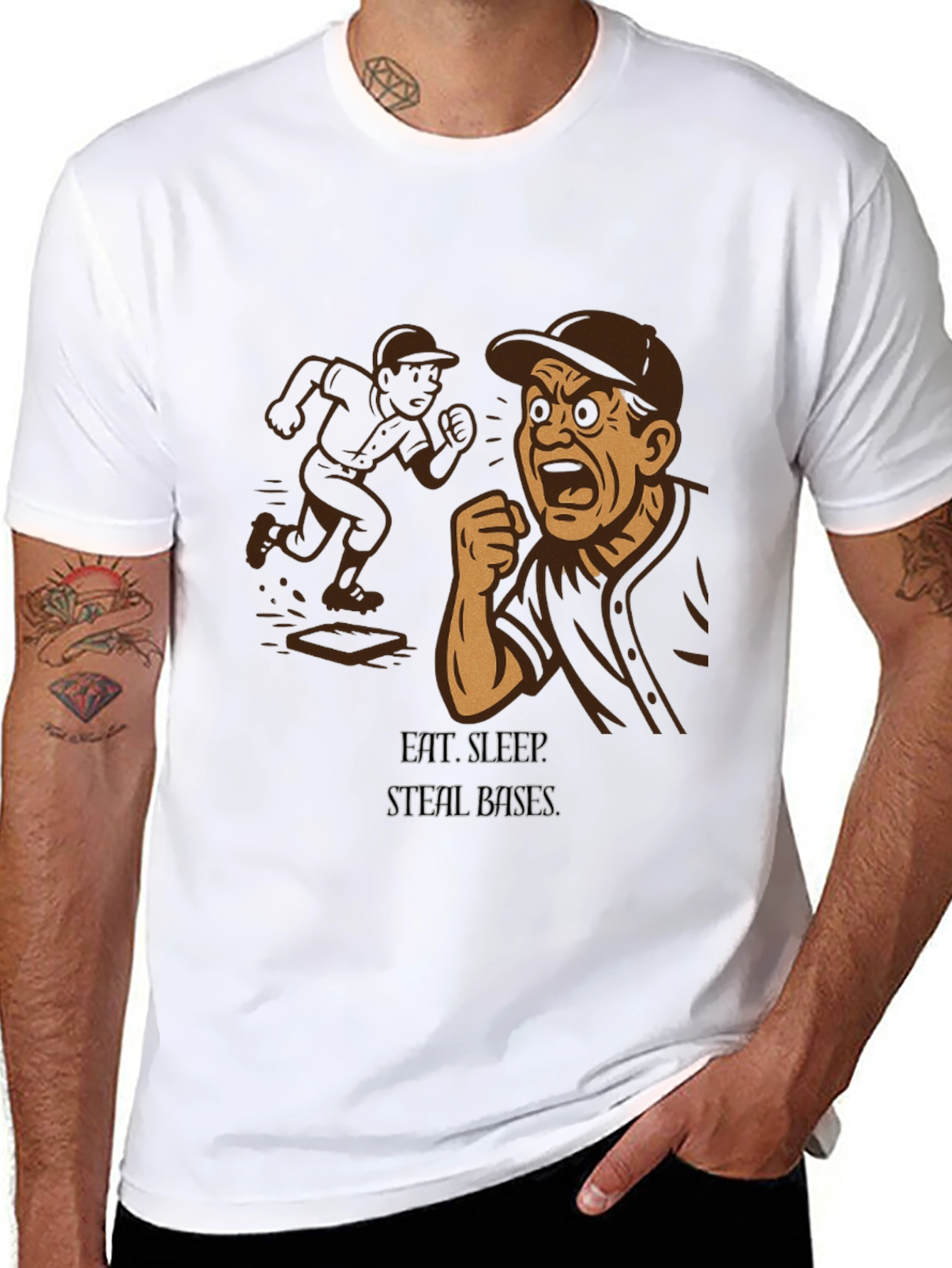 Black Eat, Sleep, Steal Bases T-Shirt view 8
