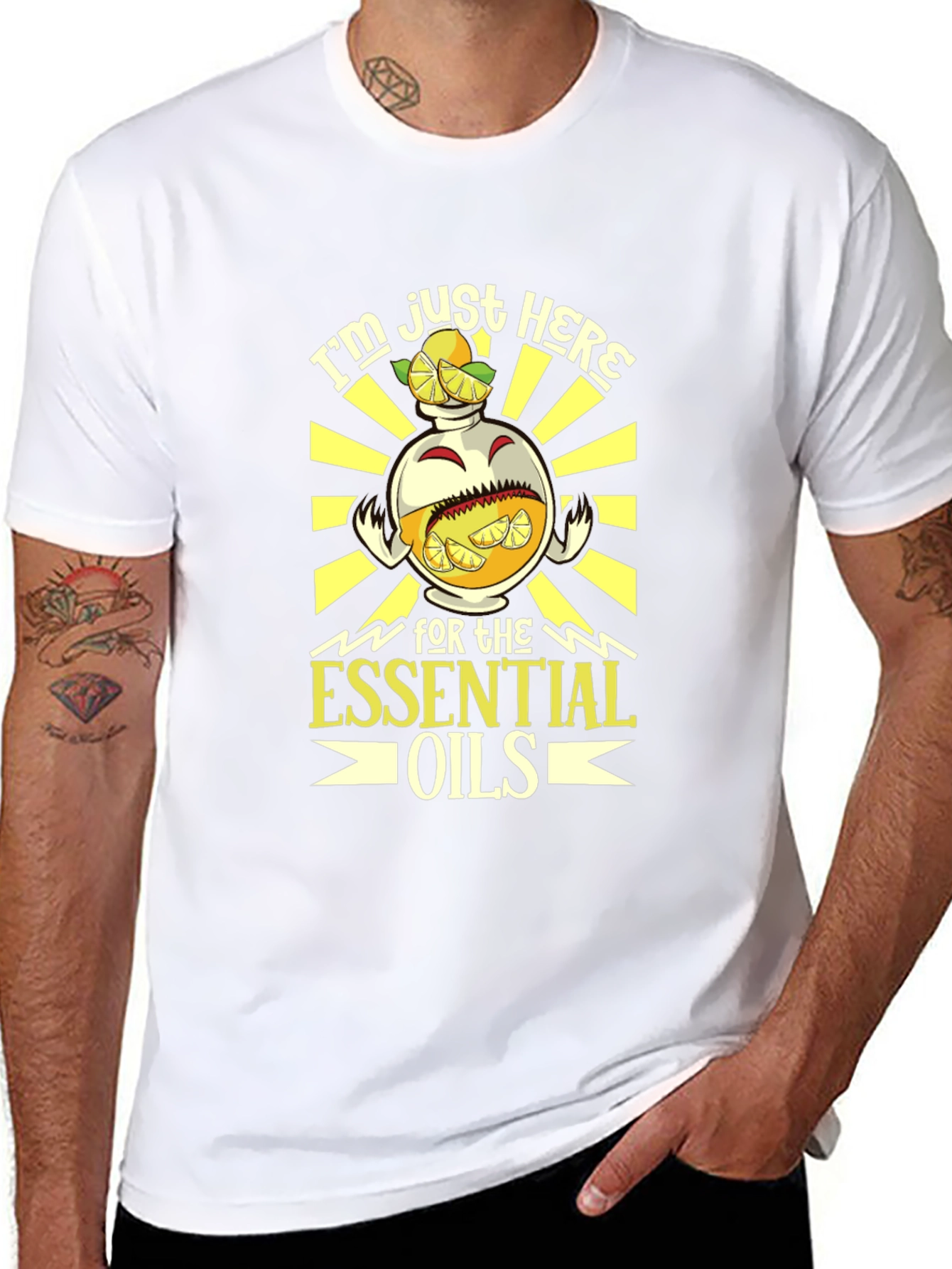 Black Essential Oils Graphic Tee - Black Cotton Blend view 8