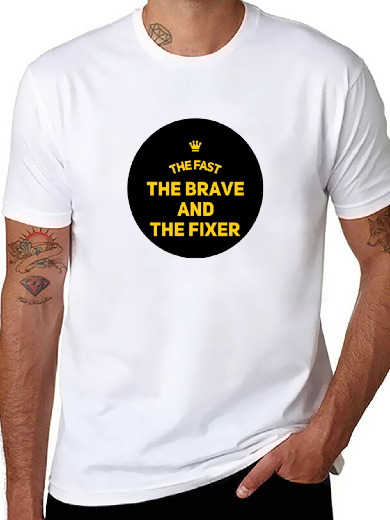 Black The Fast, The Brave, The Fixer T-Shirt - Black Cotton Tee view 8