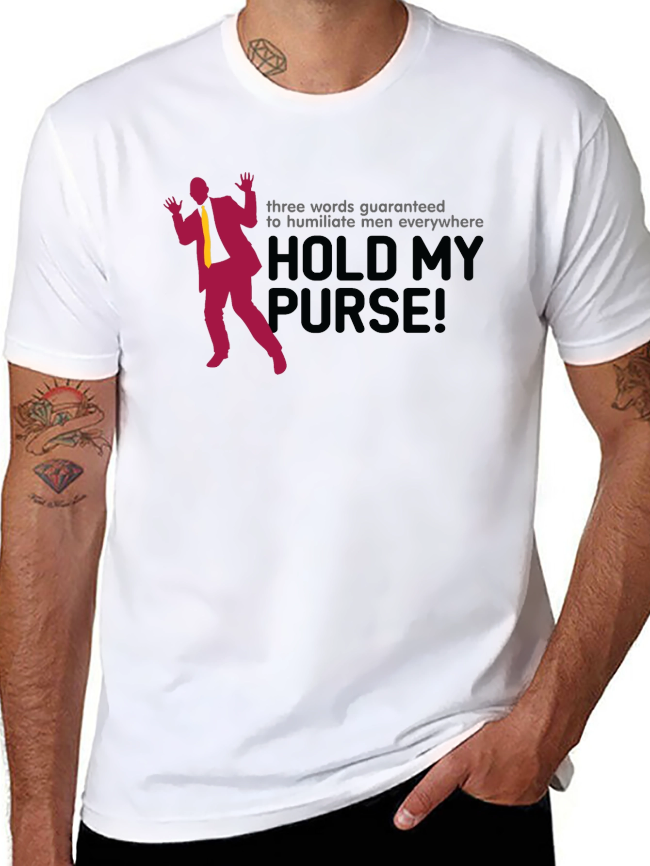 Black Hold My Purse Men's Graphic T-Shirt view 8
