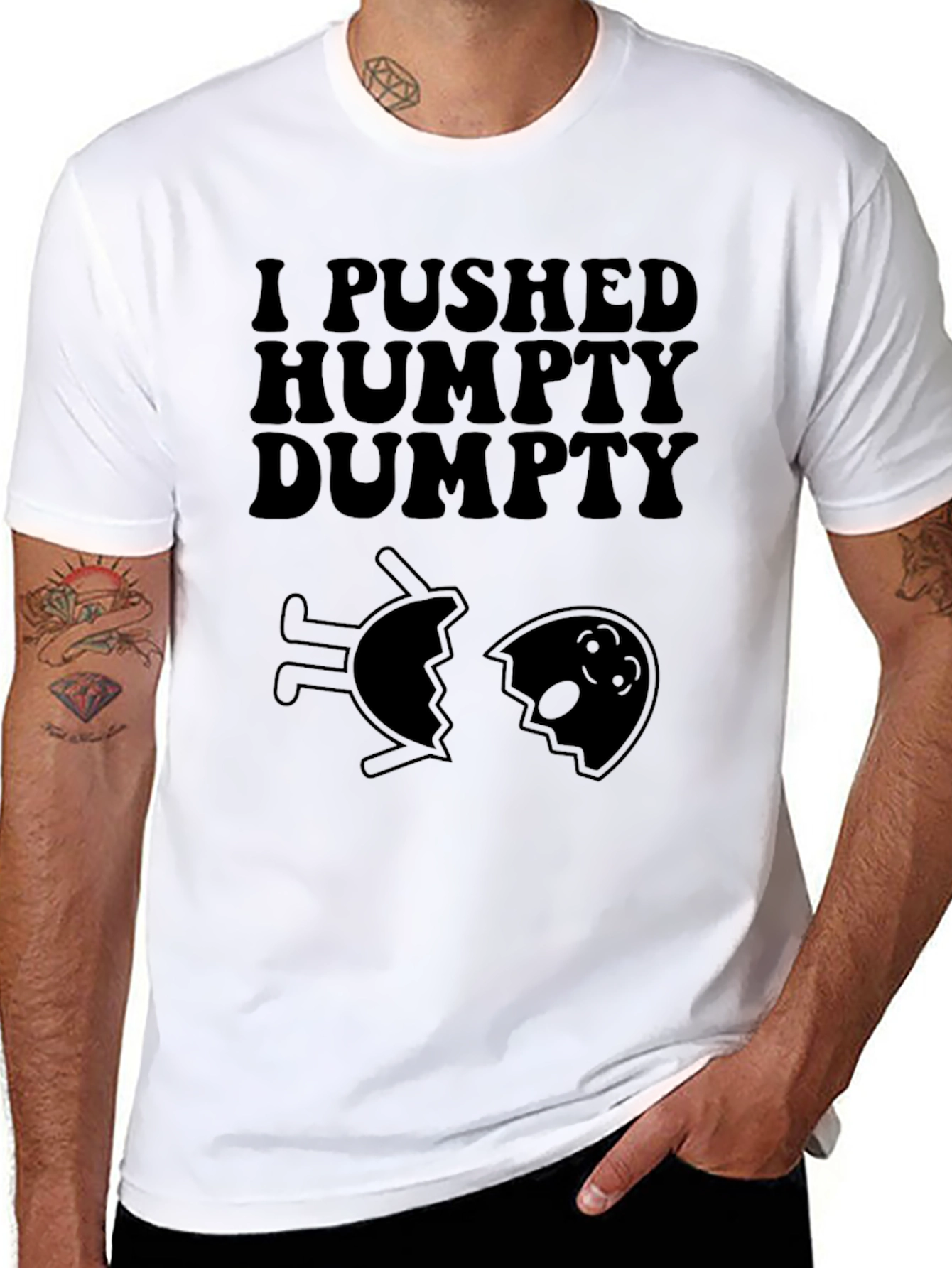 Black I Pushed Humpty Dumpty Graphic T-Shirt view 8