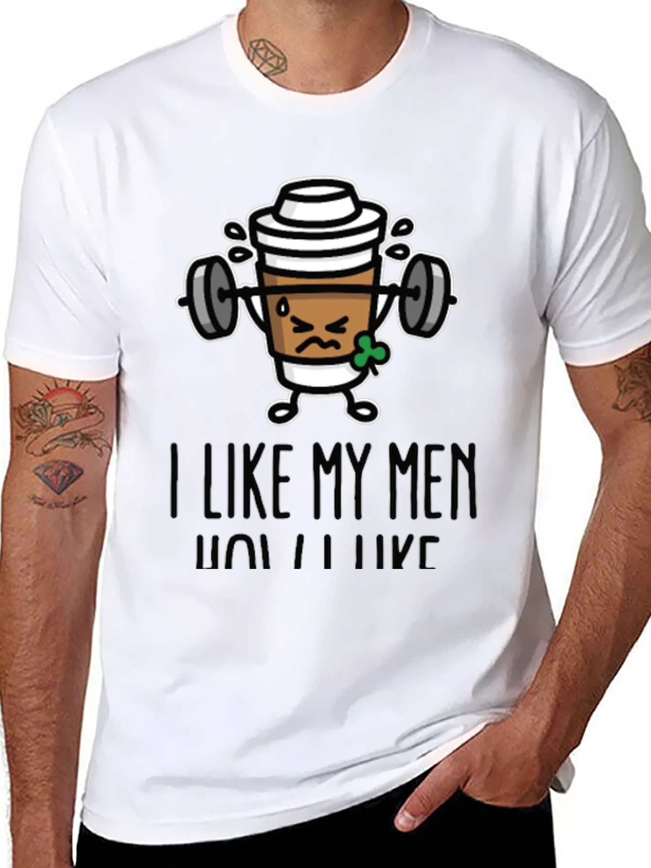 Black I Like My Men How I Like My Coffee Funny Workout T-Shirt view 8