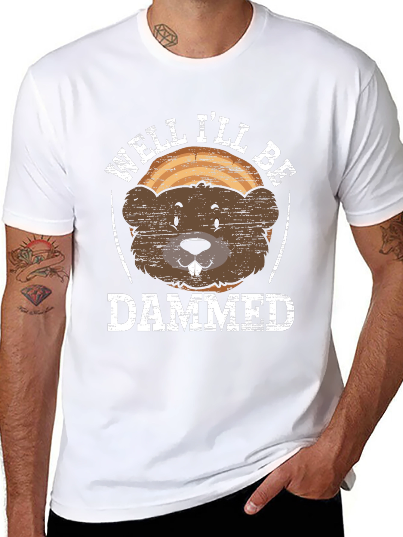 Black Well I'll Be Dammed Beaver Graphic T-Shirt view 8