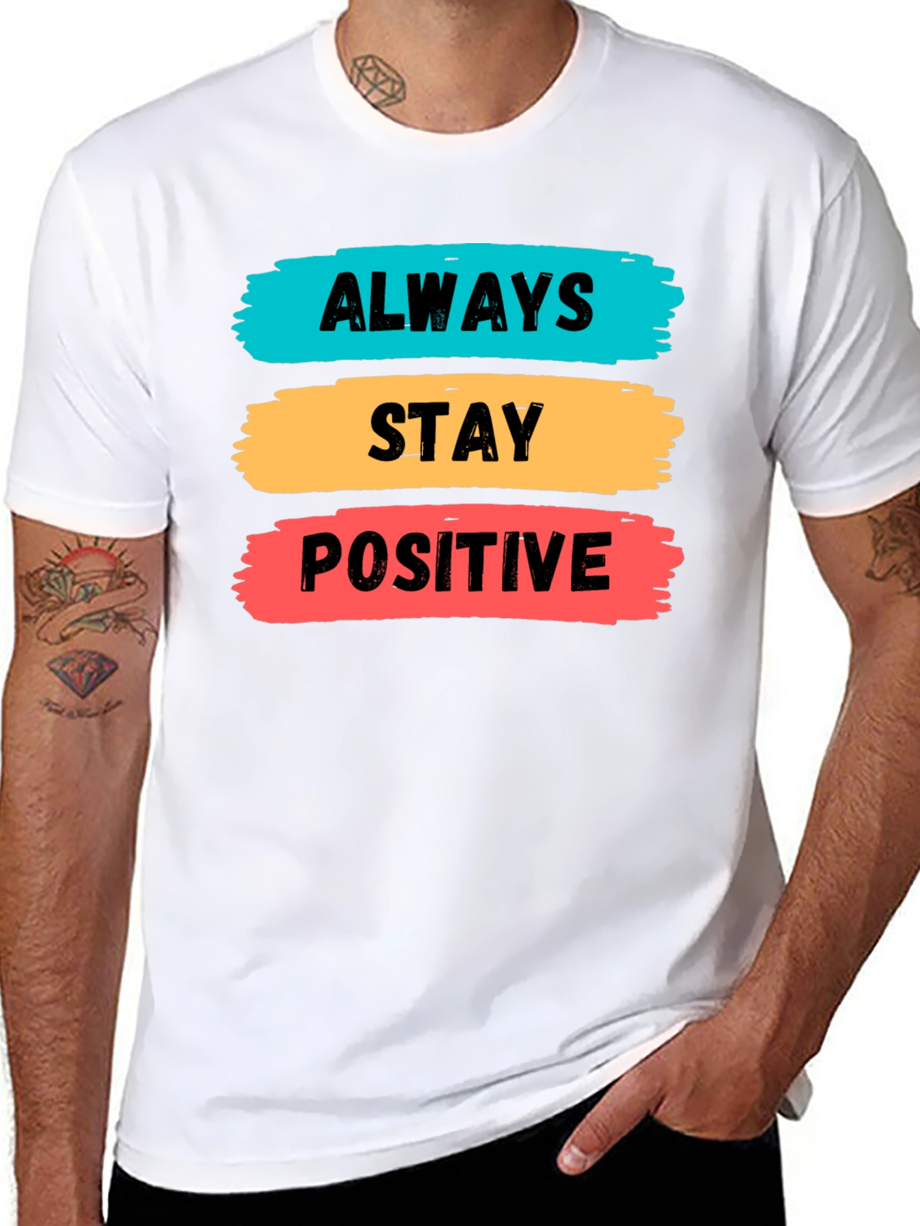 Black Always Stay Positive Graphic Tee view 8