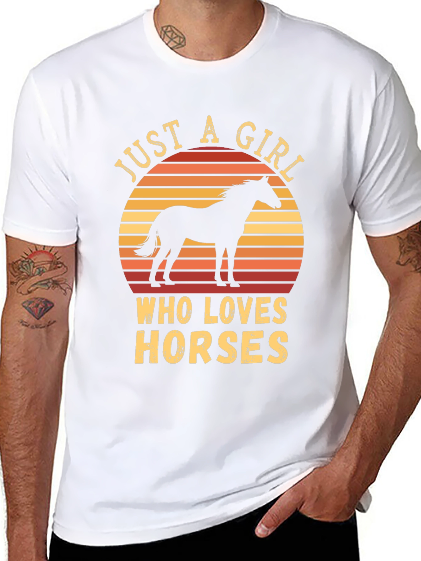 Black Just A Girl Who Loves Horses T-Shirt view 8