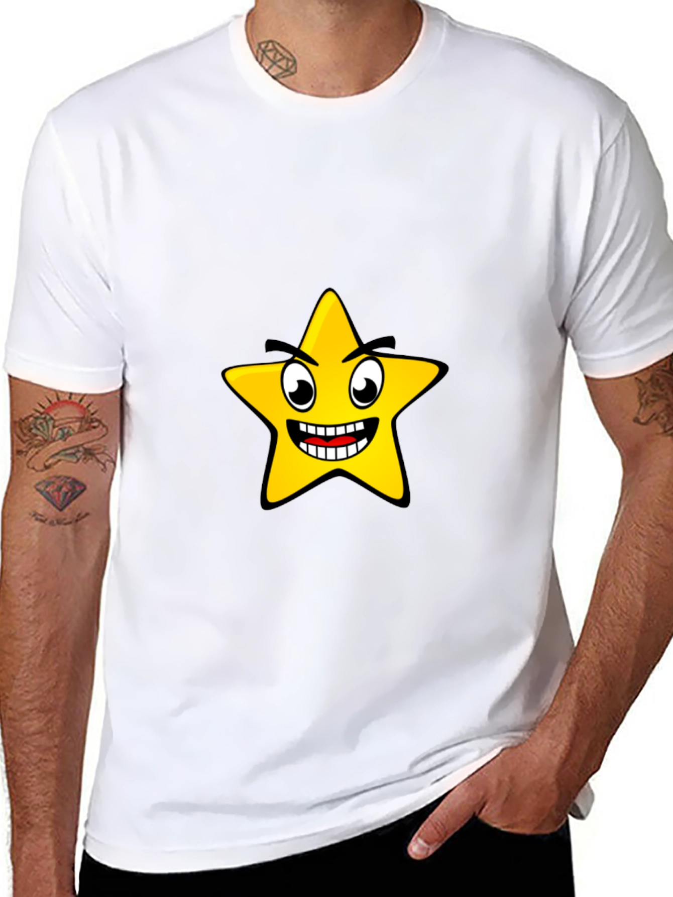 Black Funny Star Graphic Black T-Shirt view 8