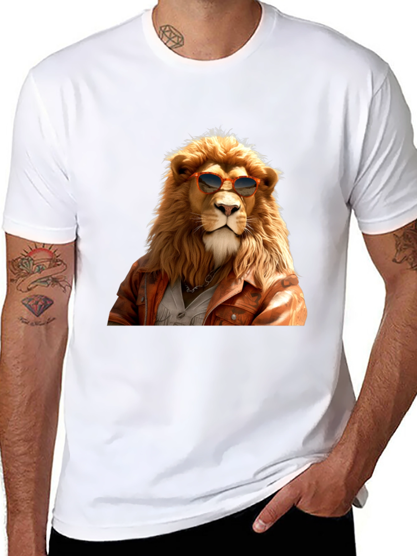 Black Cool Lion Graphic Tee - Trendy Animal Print Shirt view 8