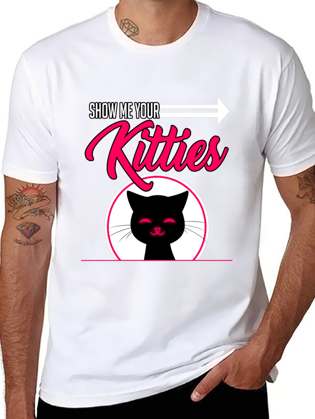 Black Show Me Your Kitties Graphic T-Shirt view 8