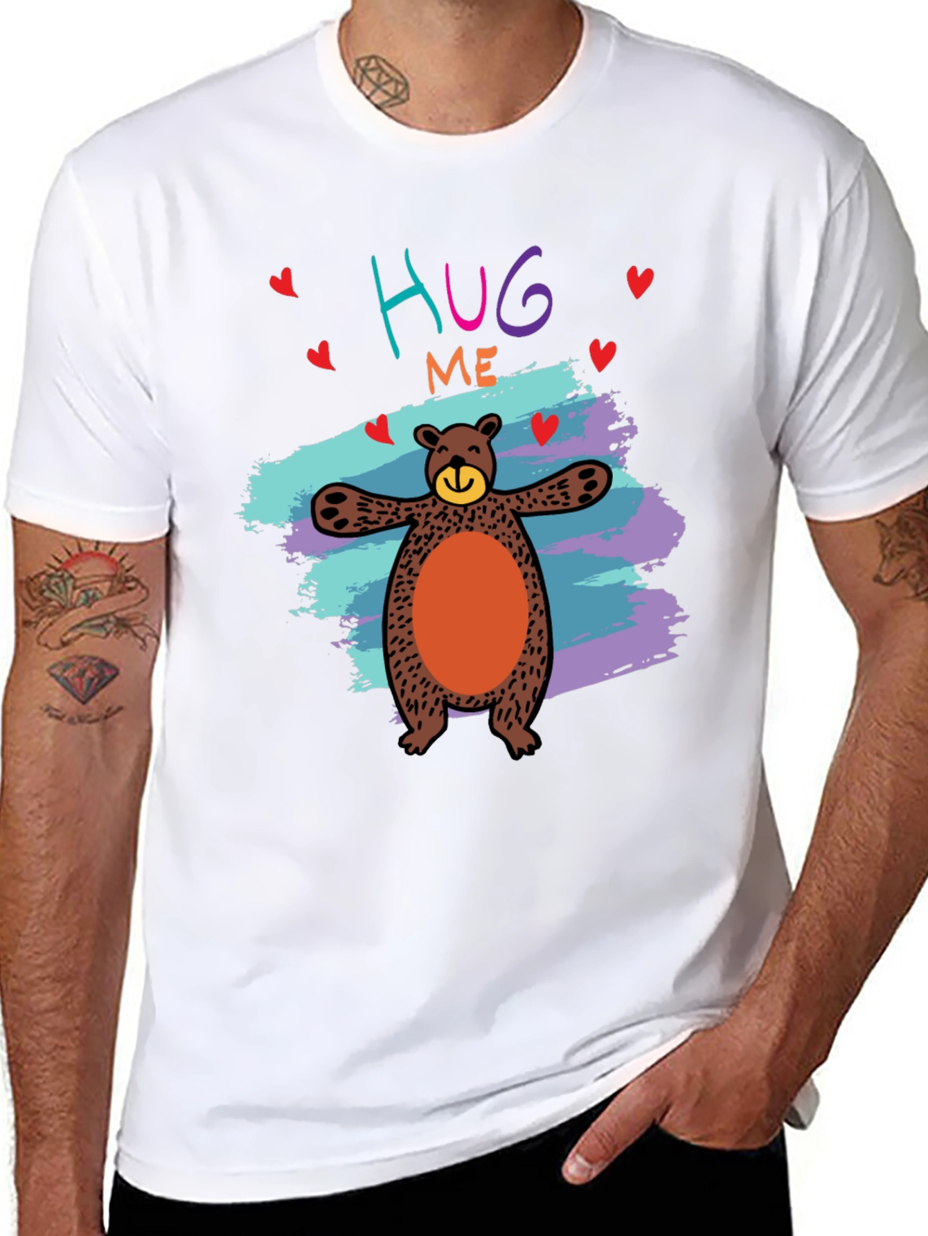 Black Hug Me Bear Graphic Tee - Cute & Comfy view 8