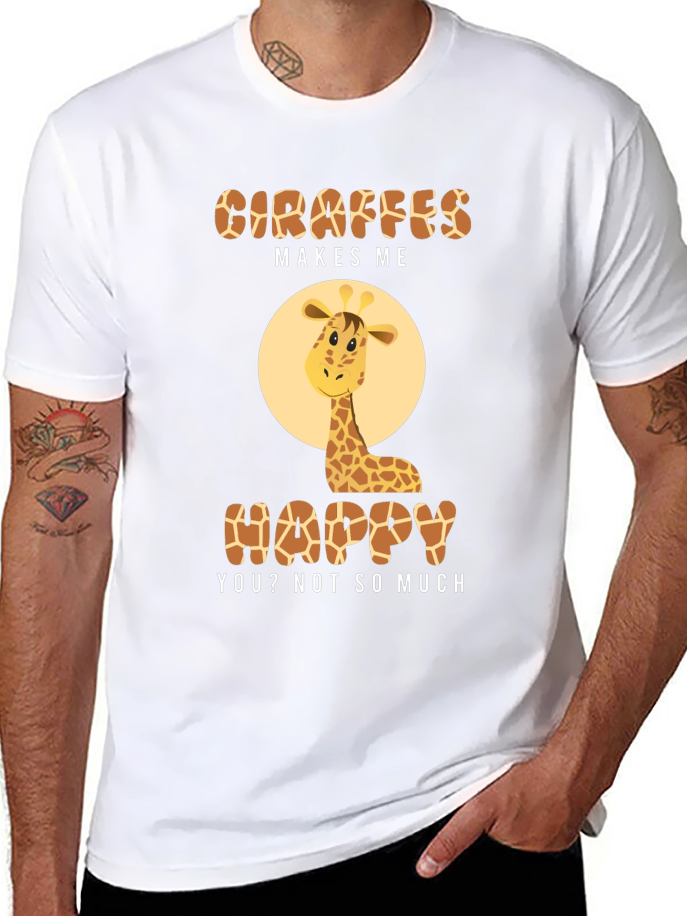 Black Giraffe Makes Me Happy T-Shirt view 8