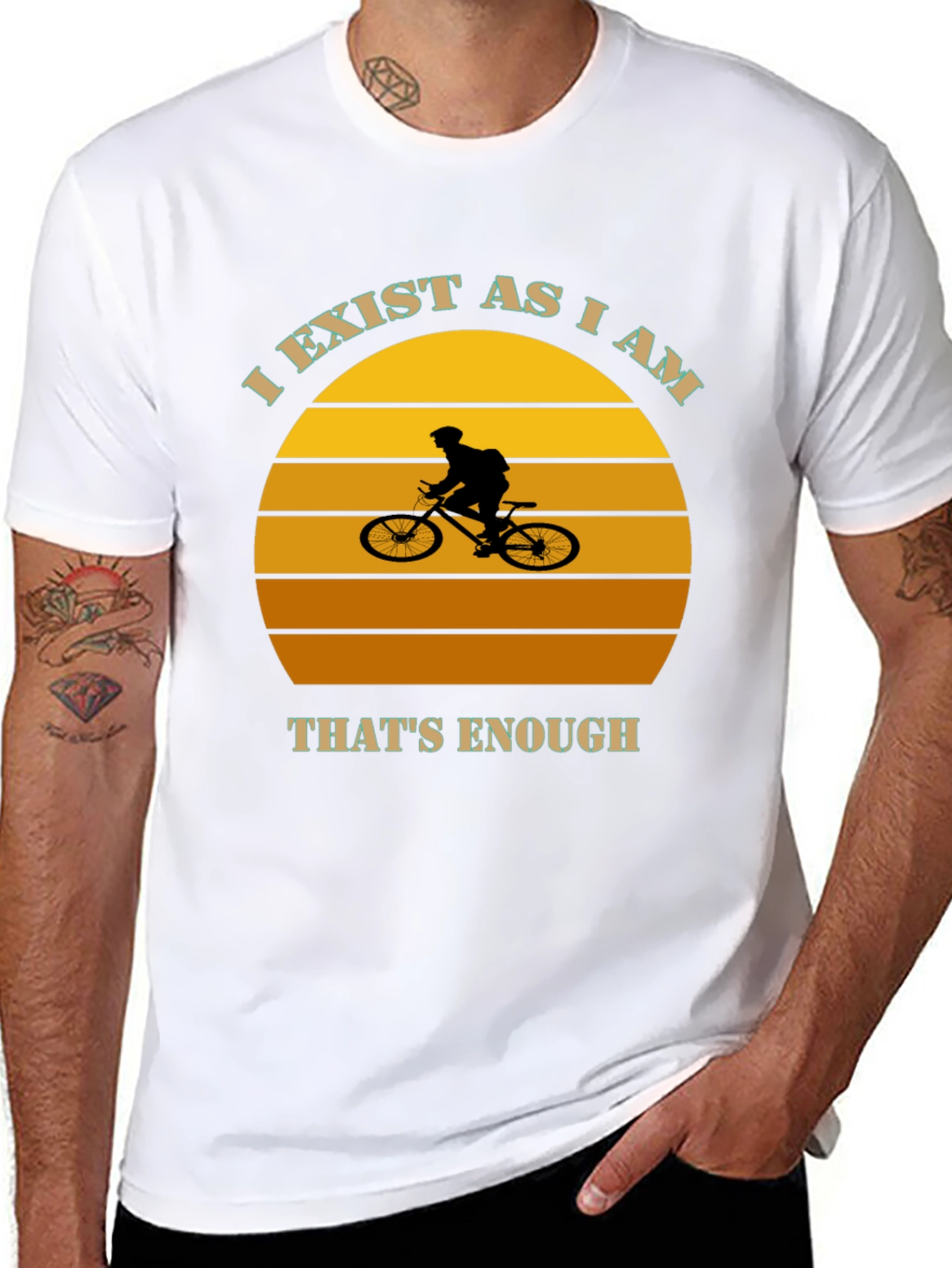 Black I Exist As I Am Mountain Biker Graphic Tee view 8