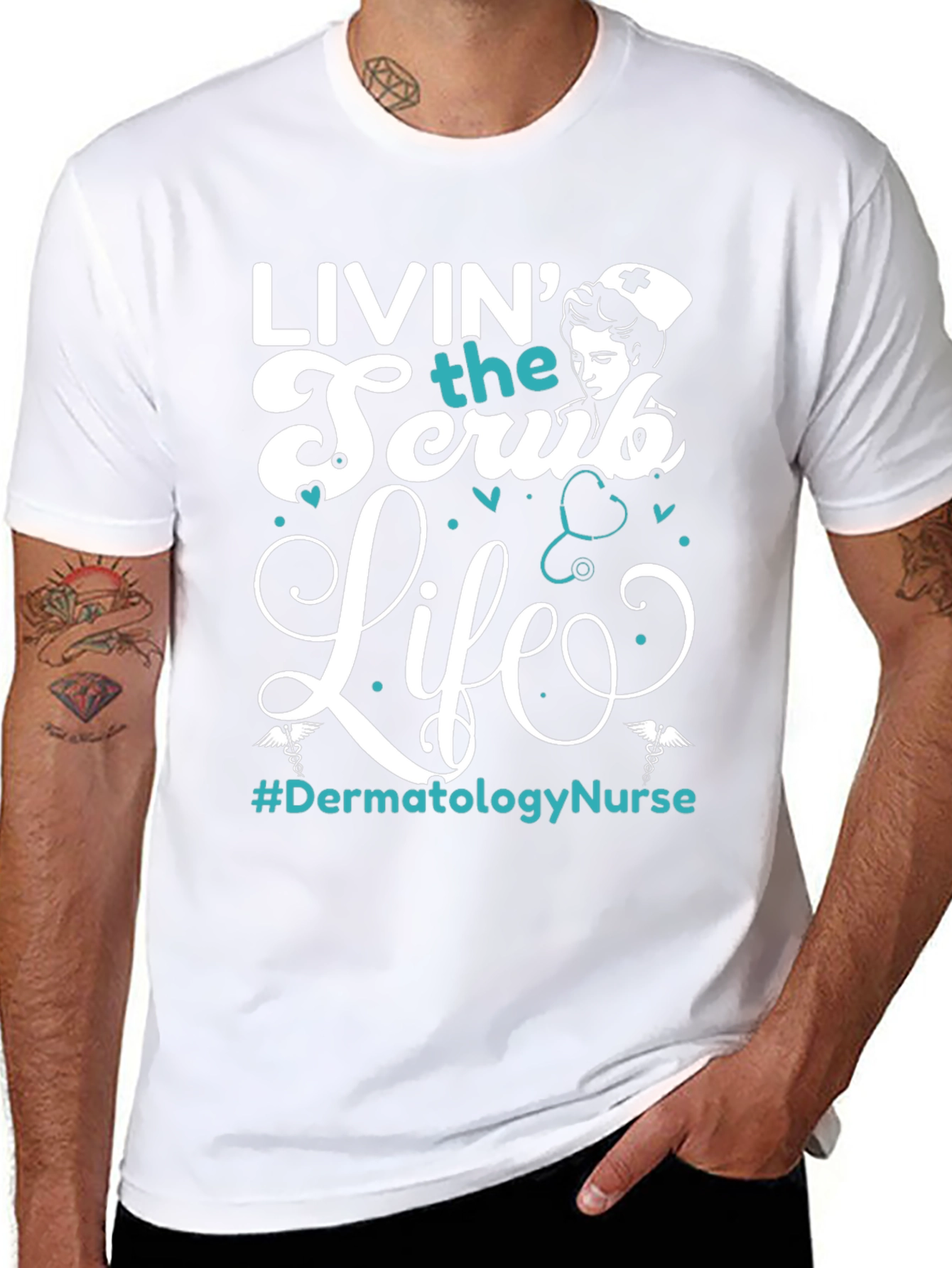 Black Livin' the Scrub Life Nurse T-Shirt view 8