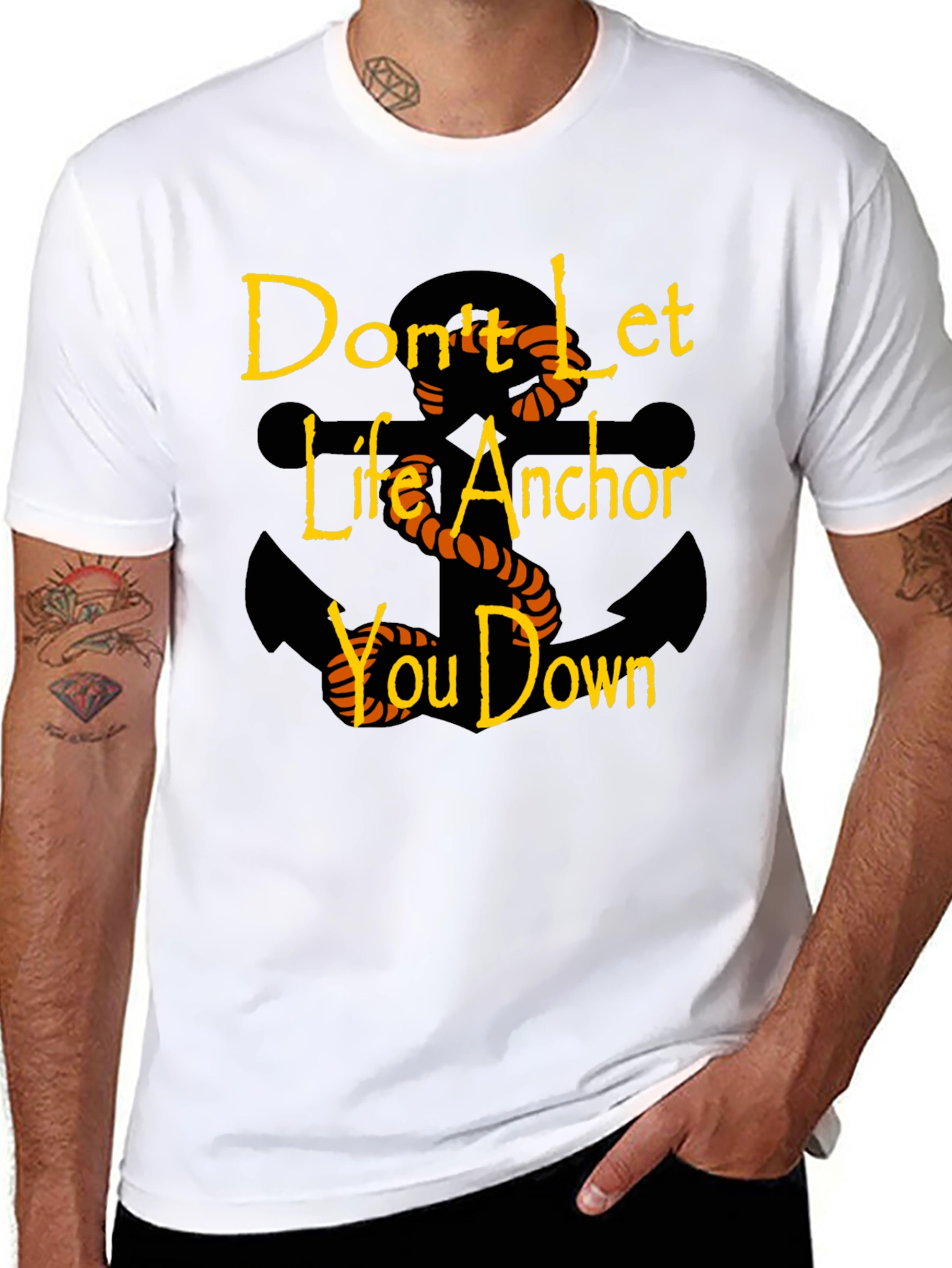 Black Motivational Anchor Graphic Black T-Shirt view 8