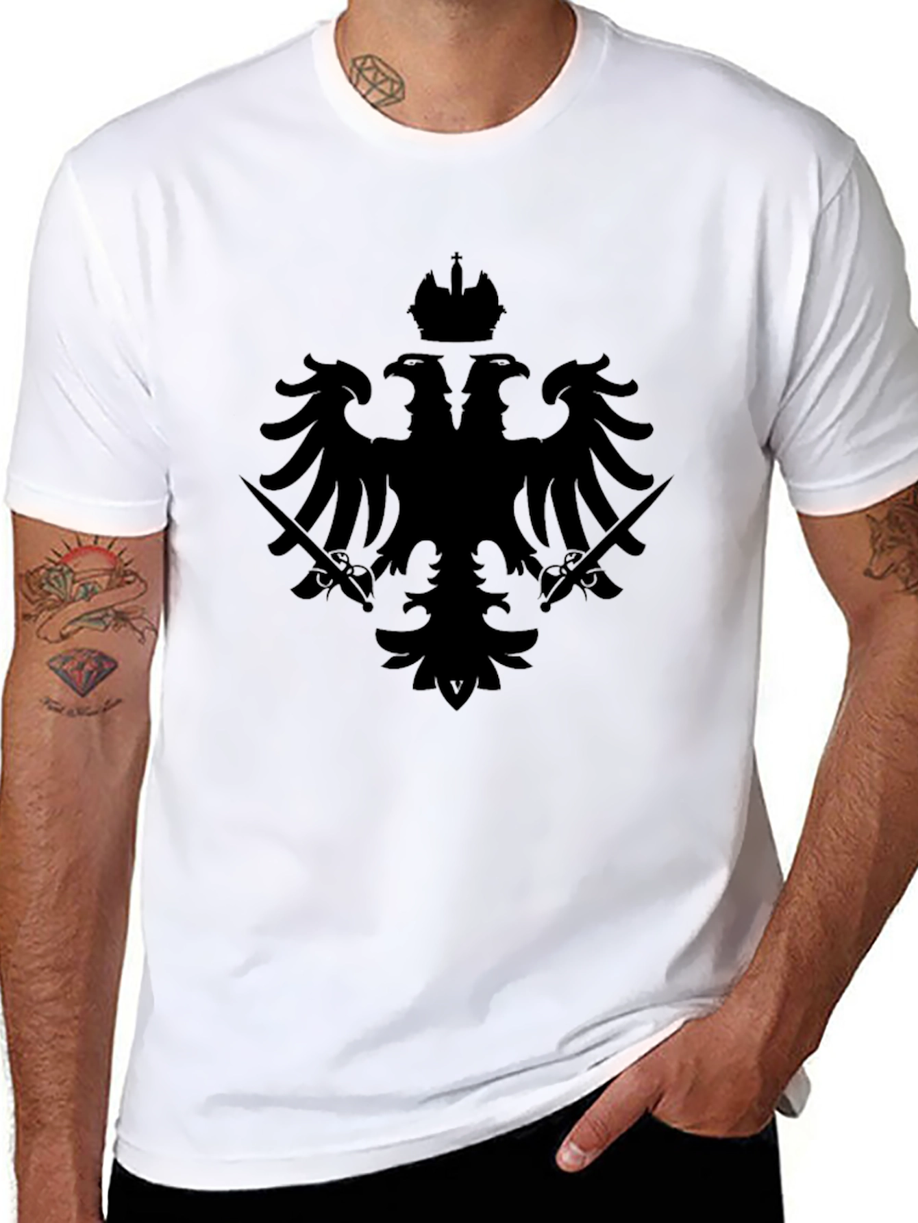 Black Black Double-Headed Eagle Graphic T-Shirt view 8
