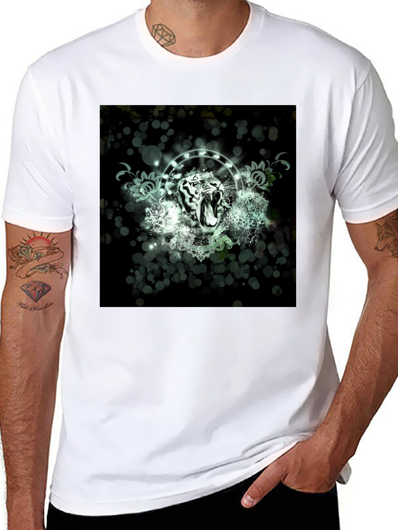 Black Tiger Graphic Print Black T-Shirt view 8