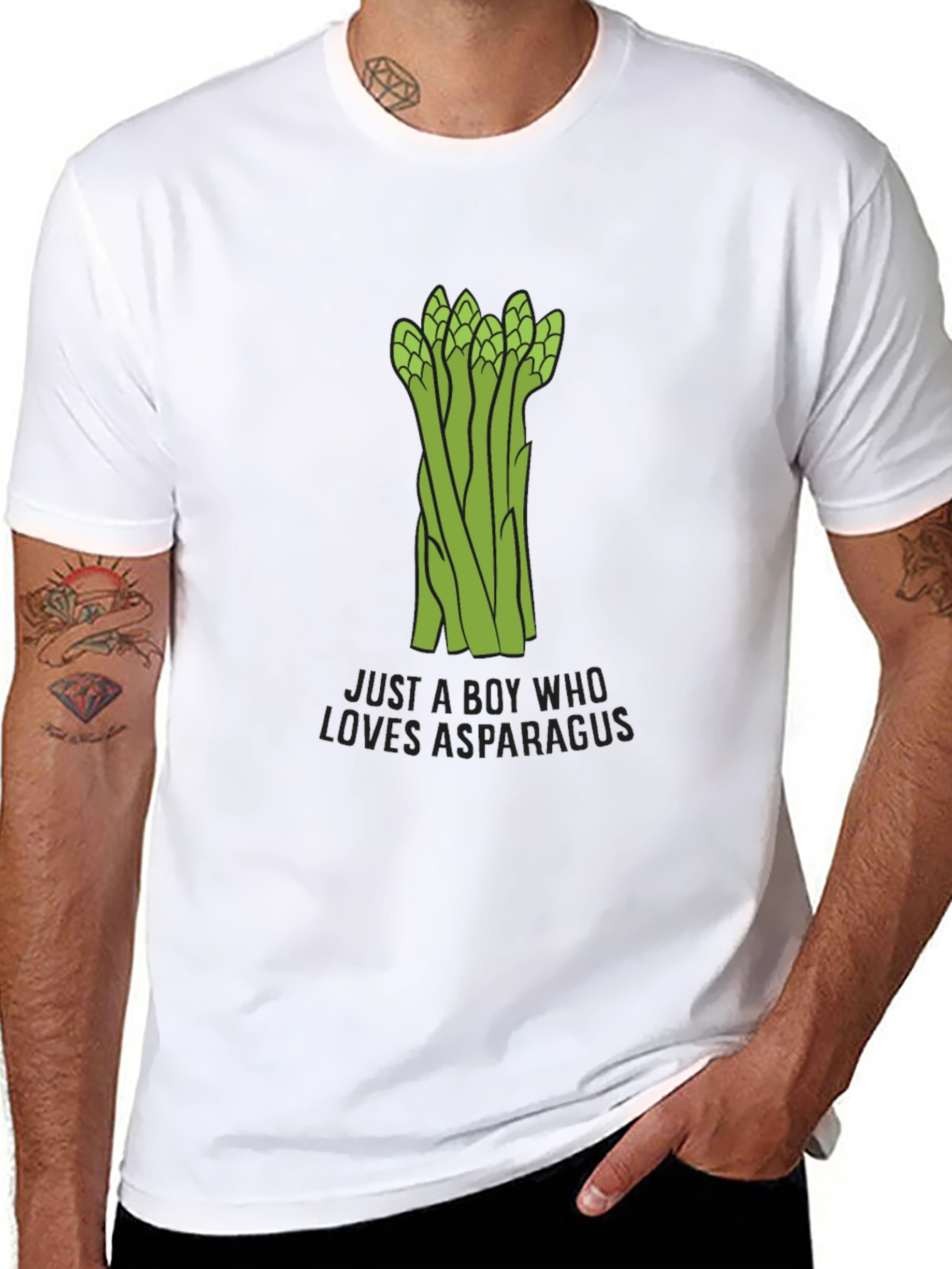 Black Asparagus Lover Men's Black T-Shirt - Funny Foodie Tee view 8