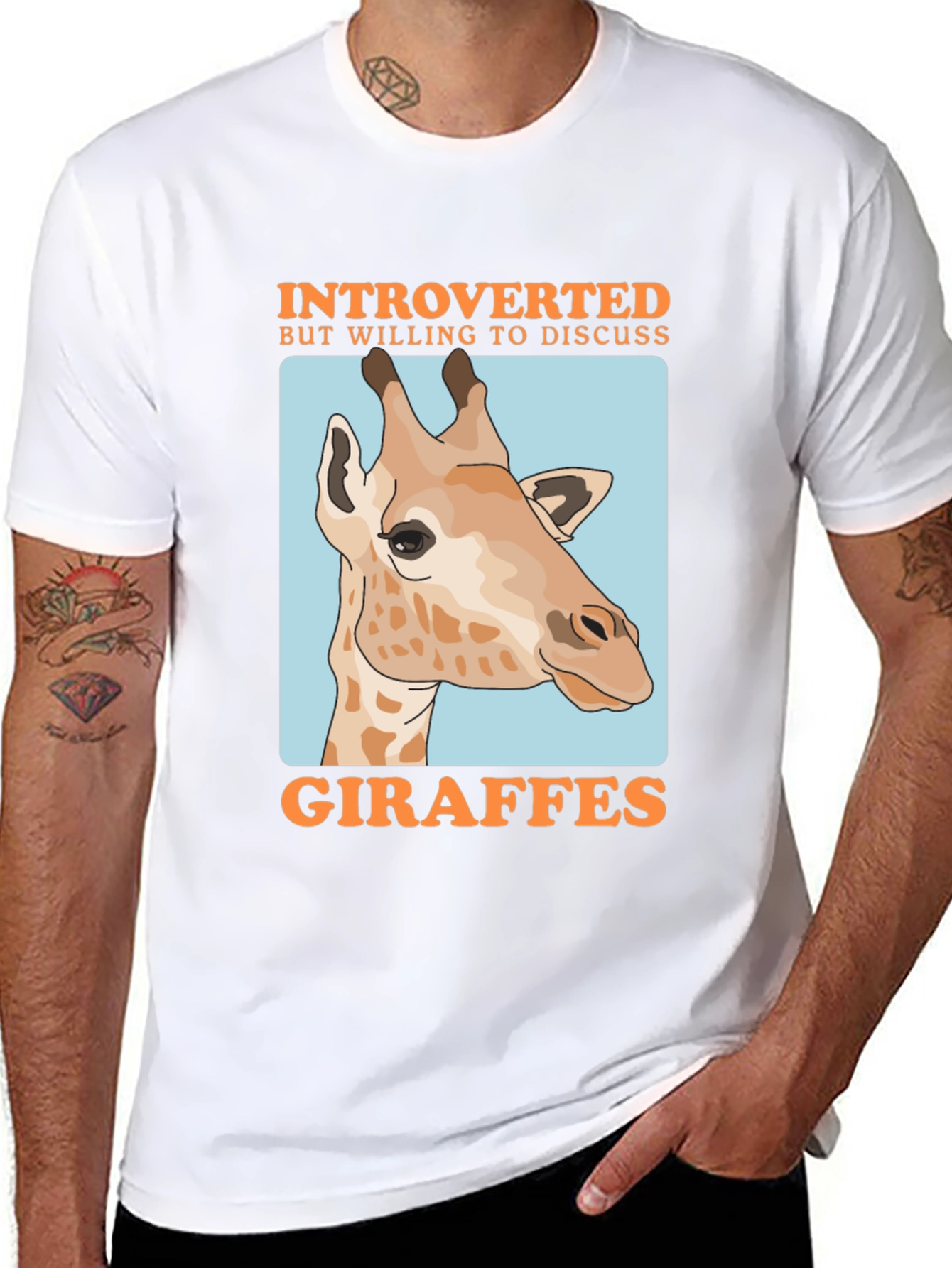 Black Introverted Giraffe Graphic T-Shirt view 8