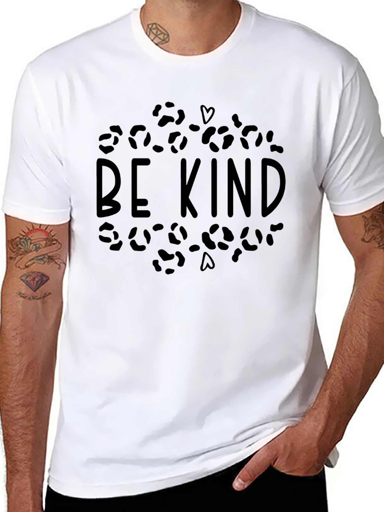Black Be Kind Leopard Print Graphic T-Shirt view 8