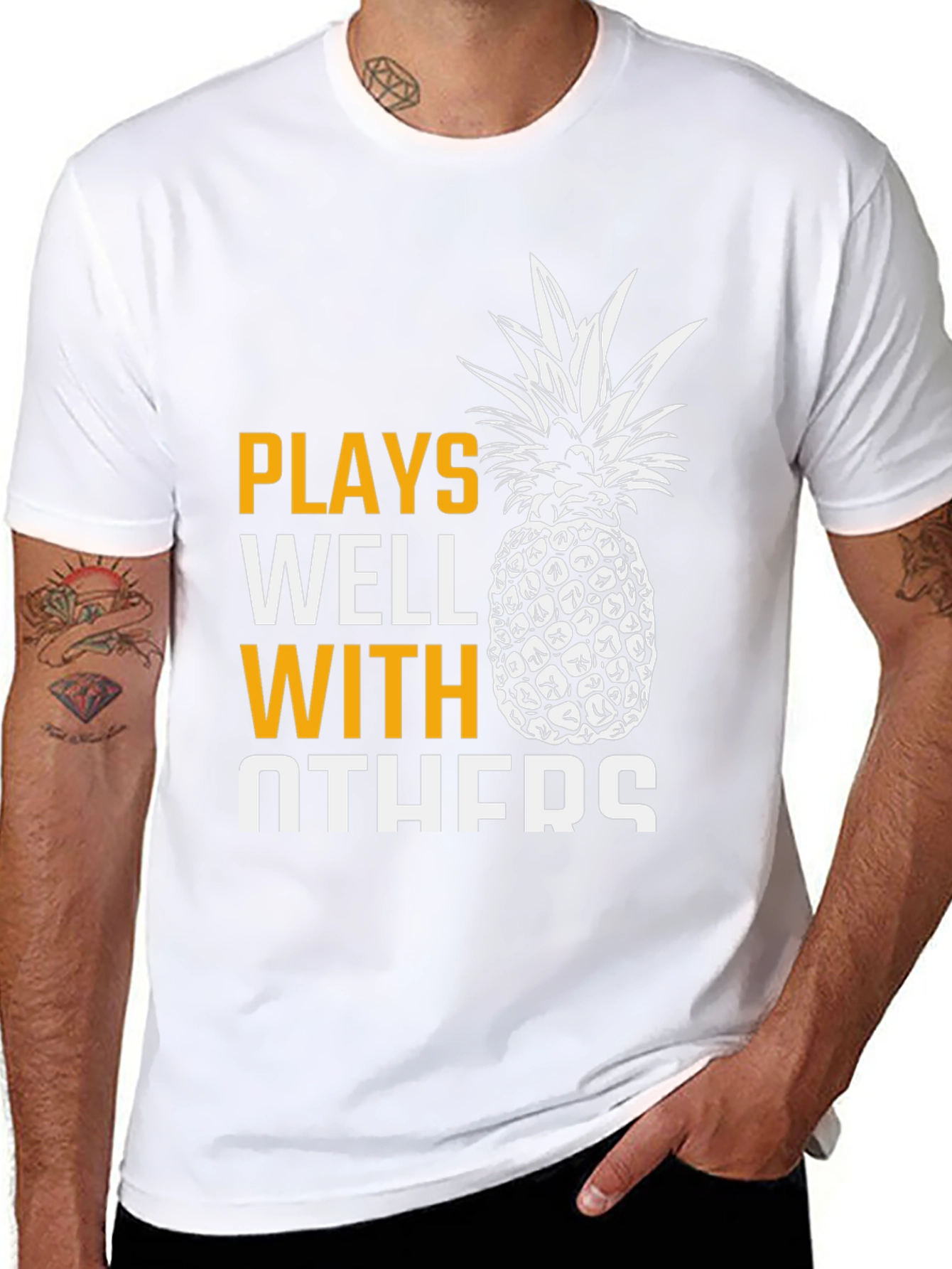 Black Plays Well With Others Pineapple Graphic T-Shirt view 8