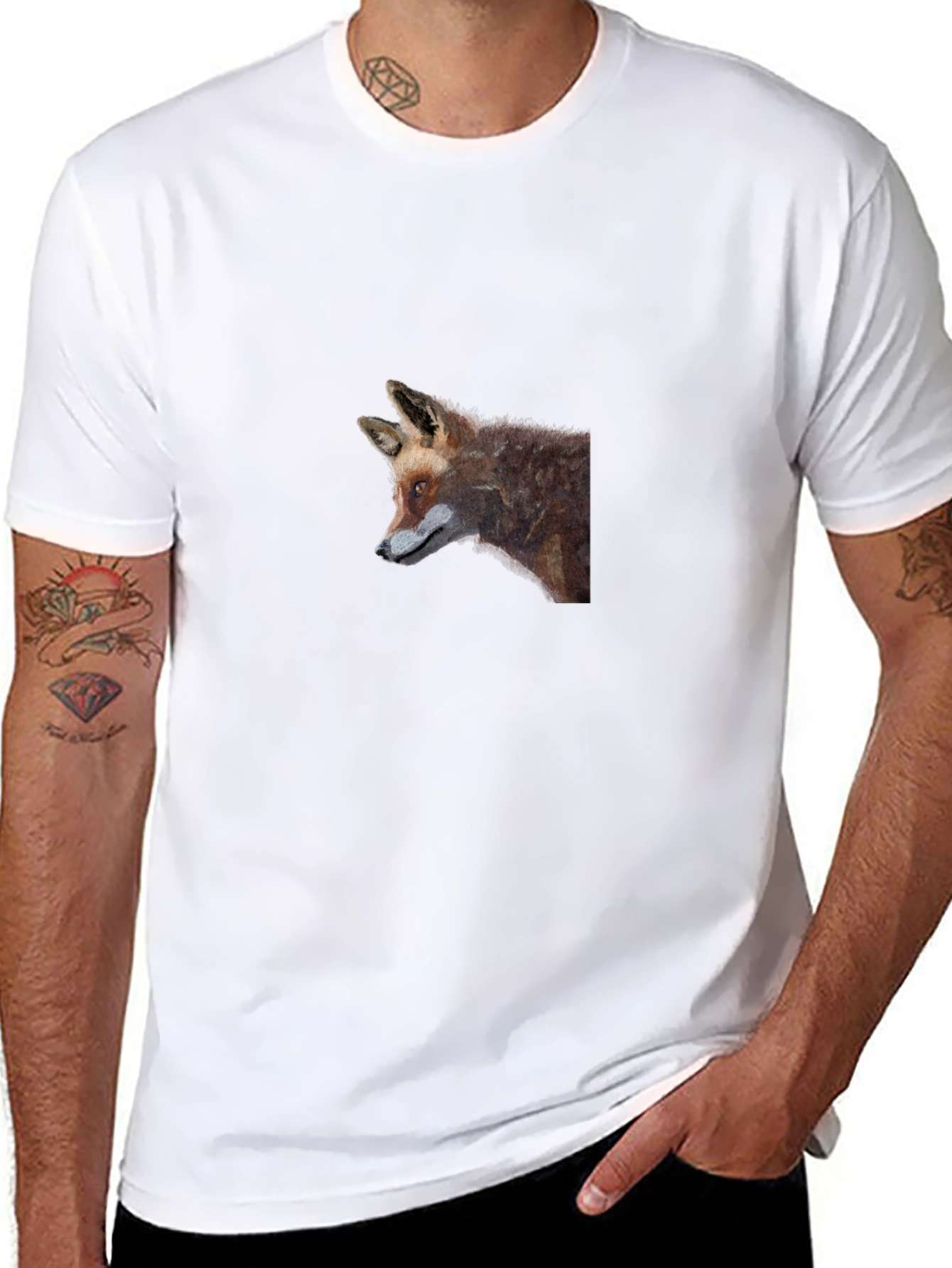 Black Fox Graphic Tee - Black Cotton T-Shirt view 8