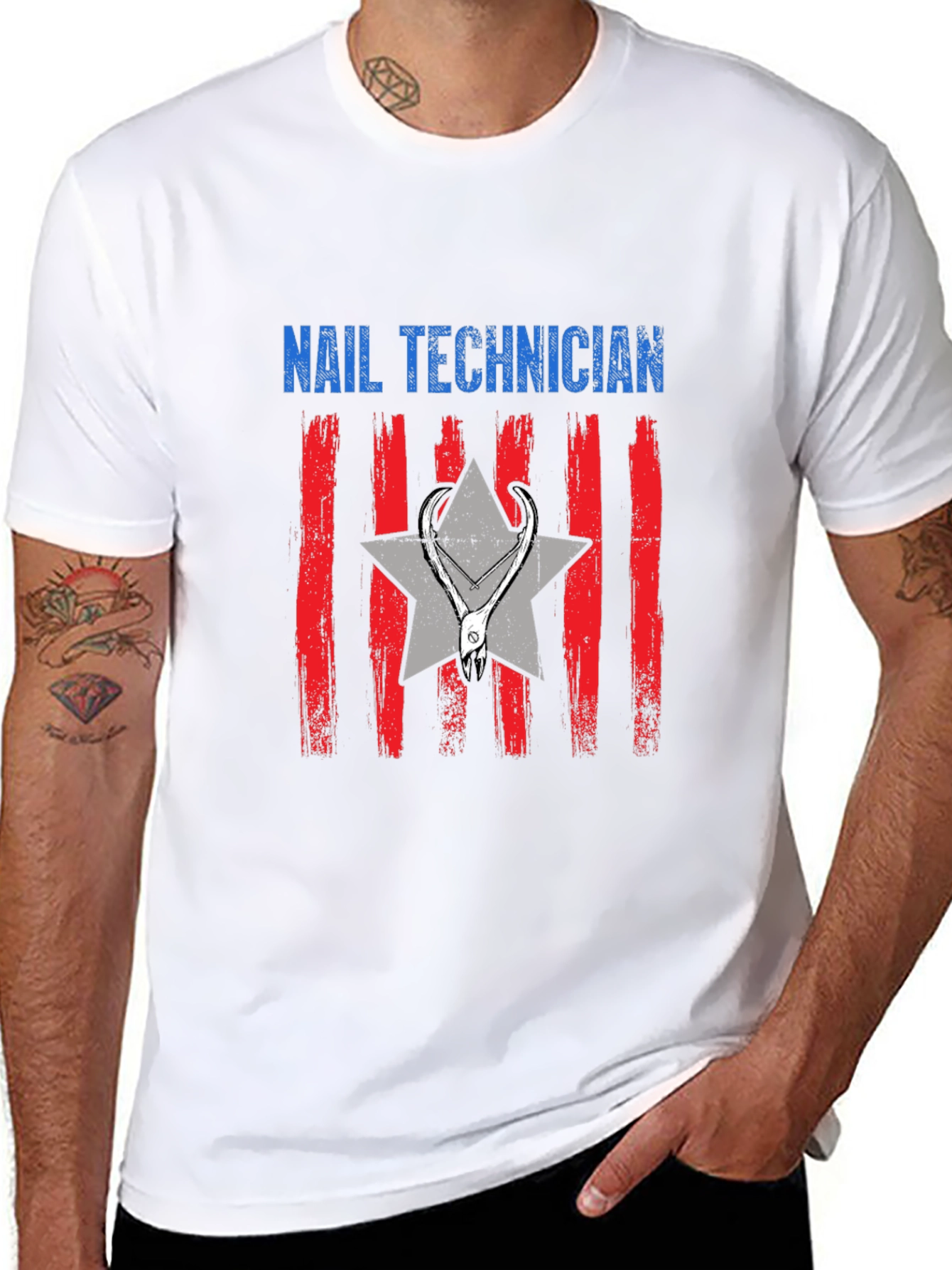 Black Nail Technician Graphic T-Shirt view 8
