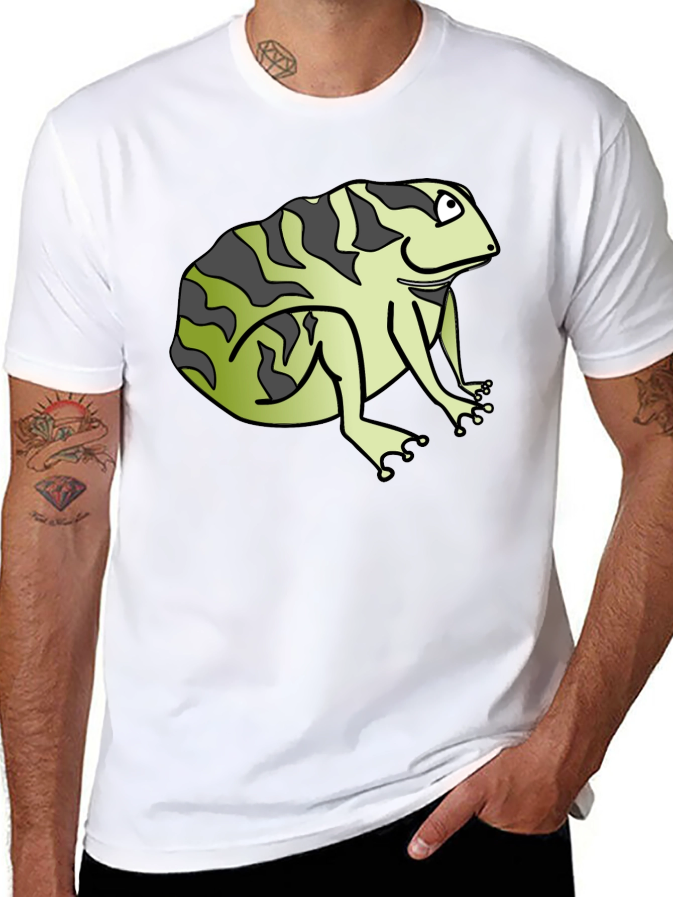 Black Funny Frog Graphic Black T-Shirt view 8