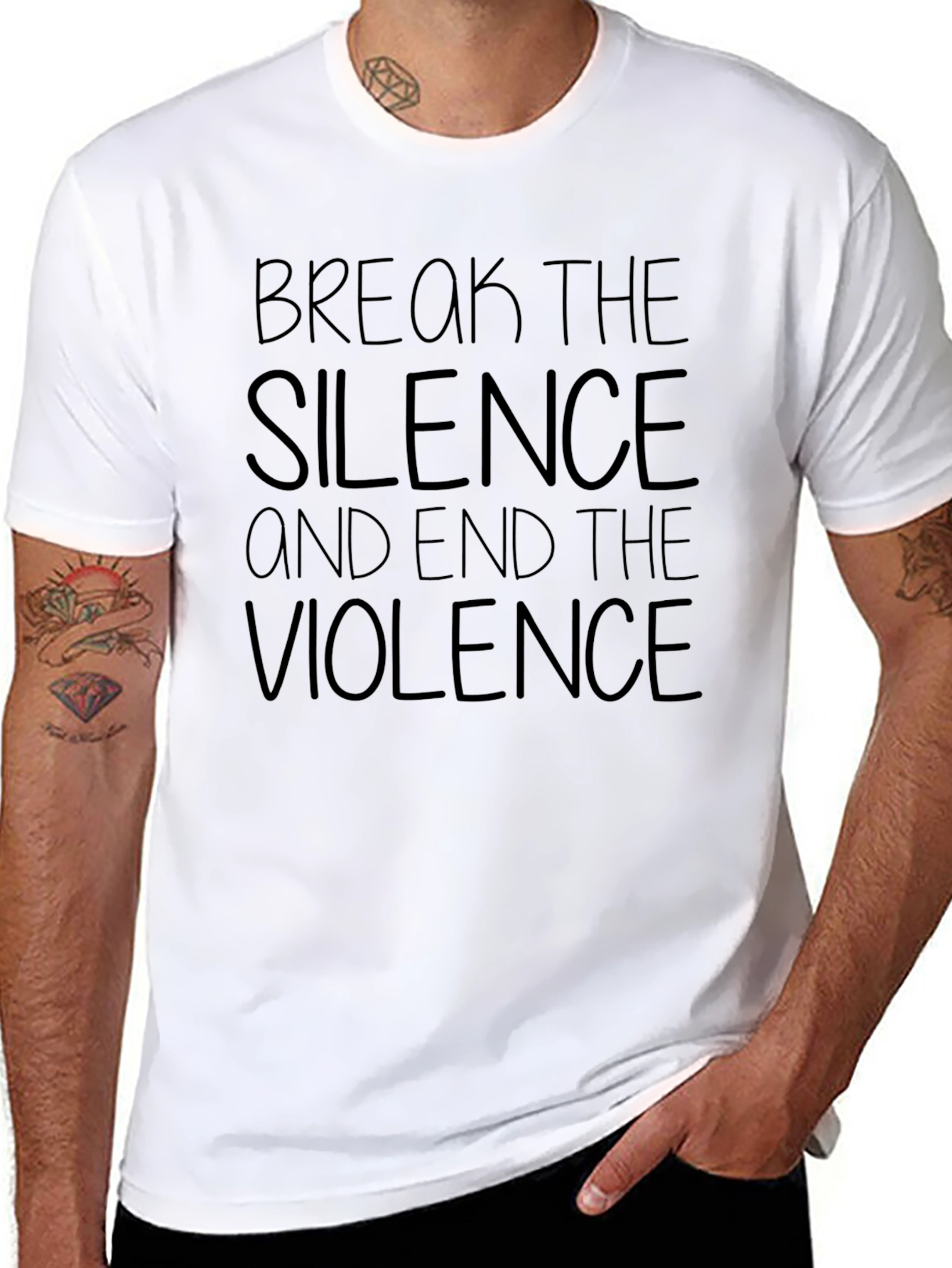 Black Break the Silence T-Shirt - End Violence Tee view 8