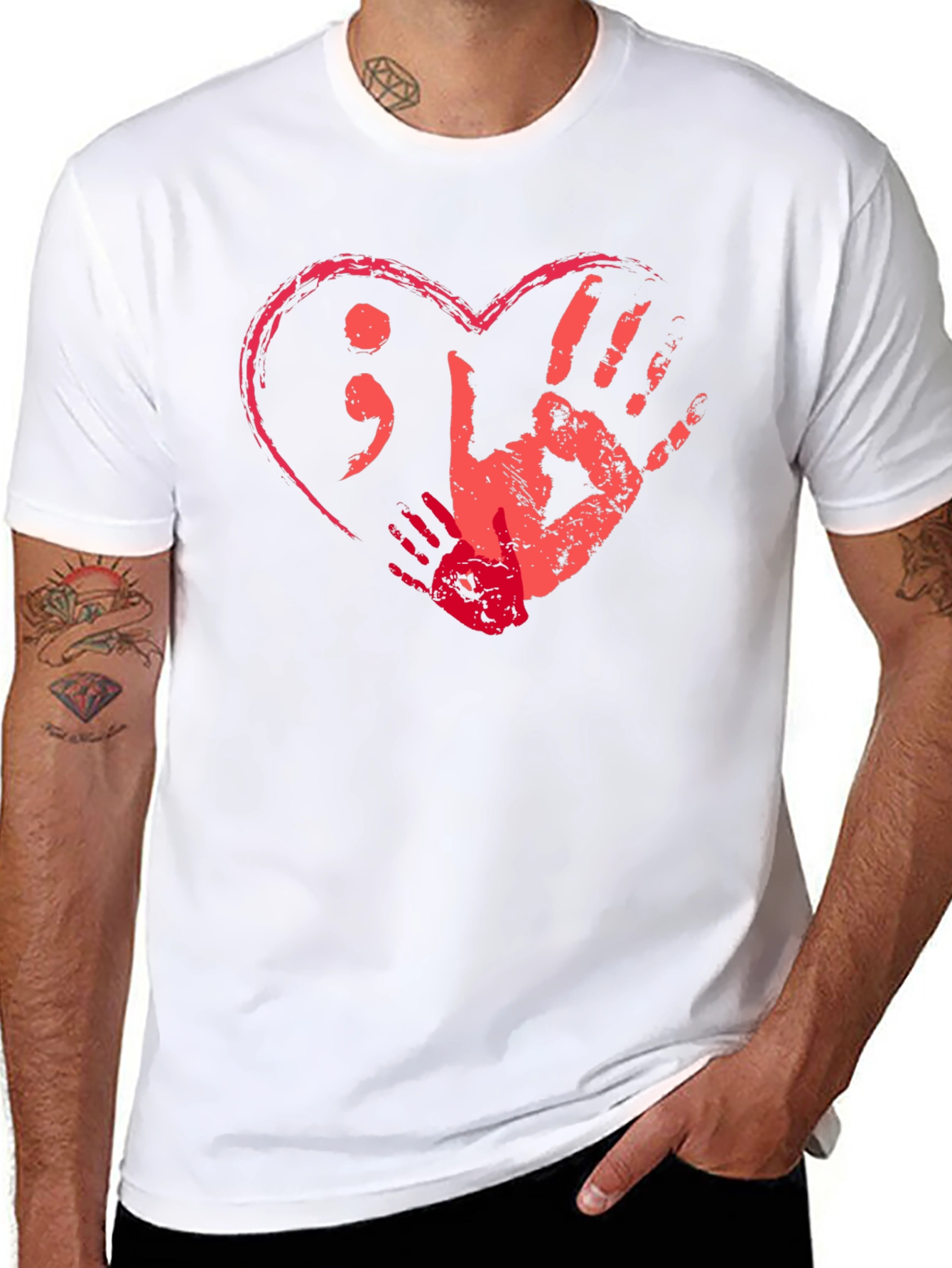 Black Heart & Hands Graphic Tee - Support Mental Health view 8