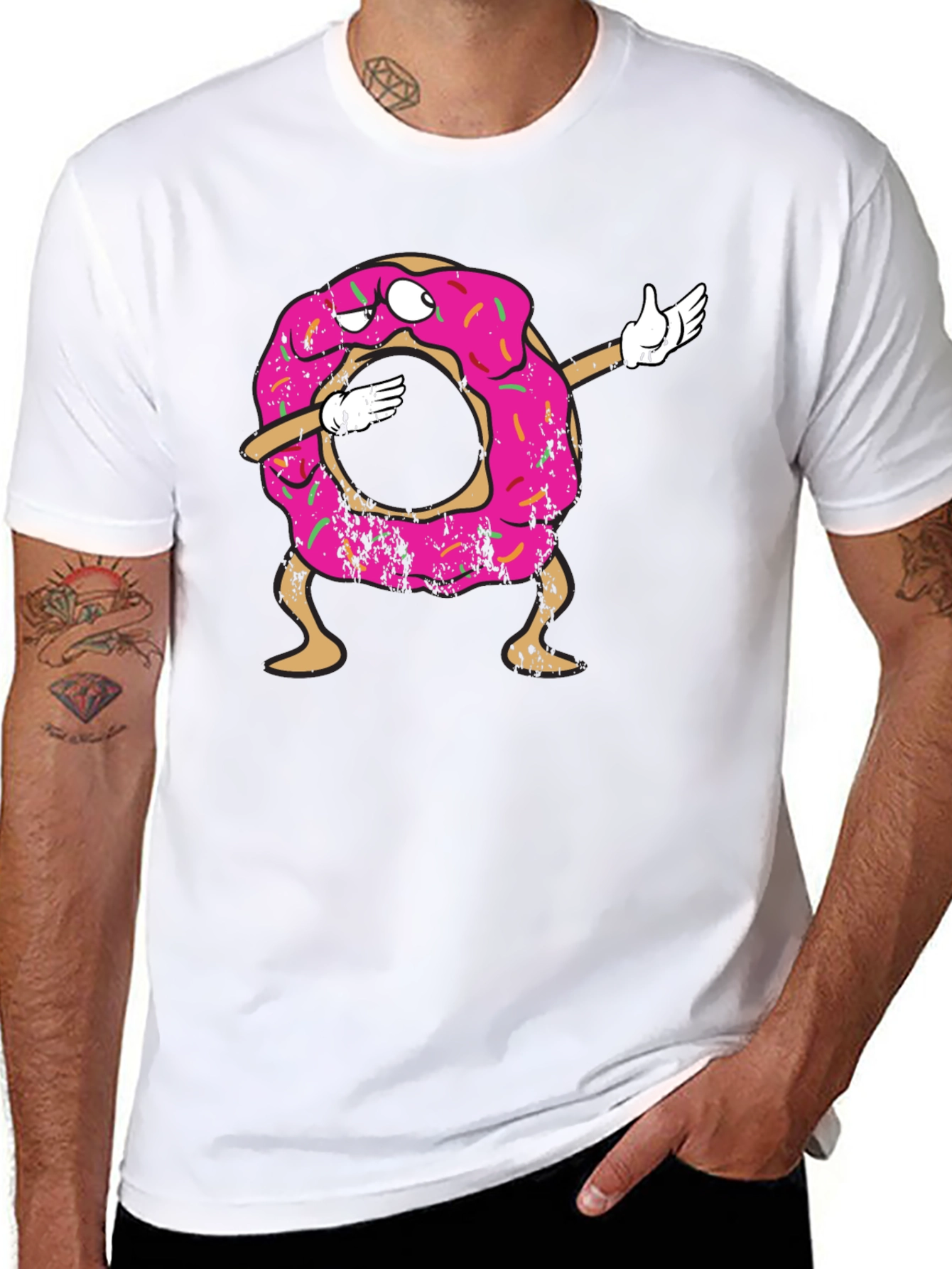 Black Dabbing Donut Graphic Tee view 8