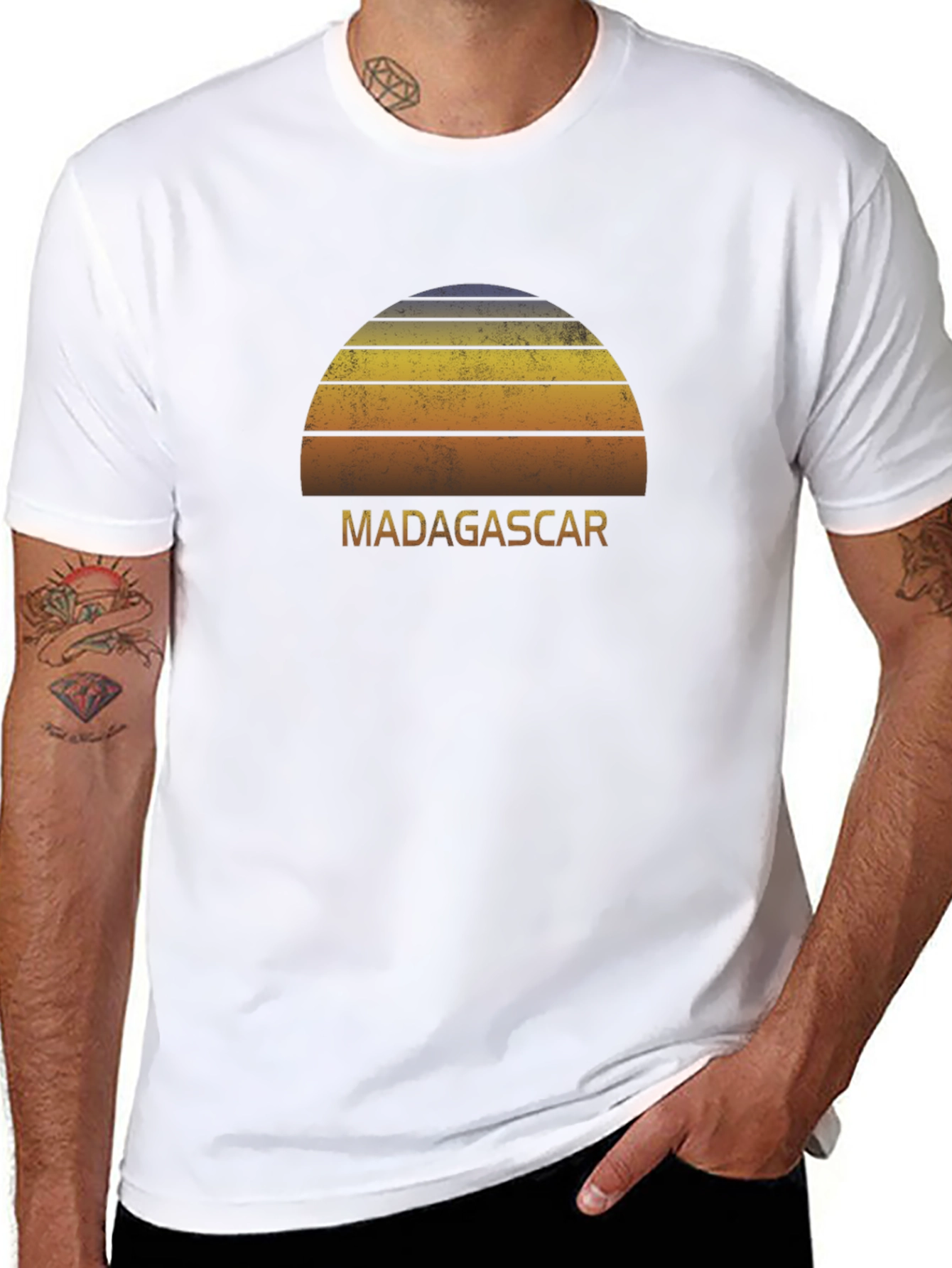 Black Madagascar Vintage Sunset Graphic Tee view 8