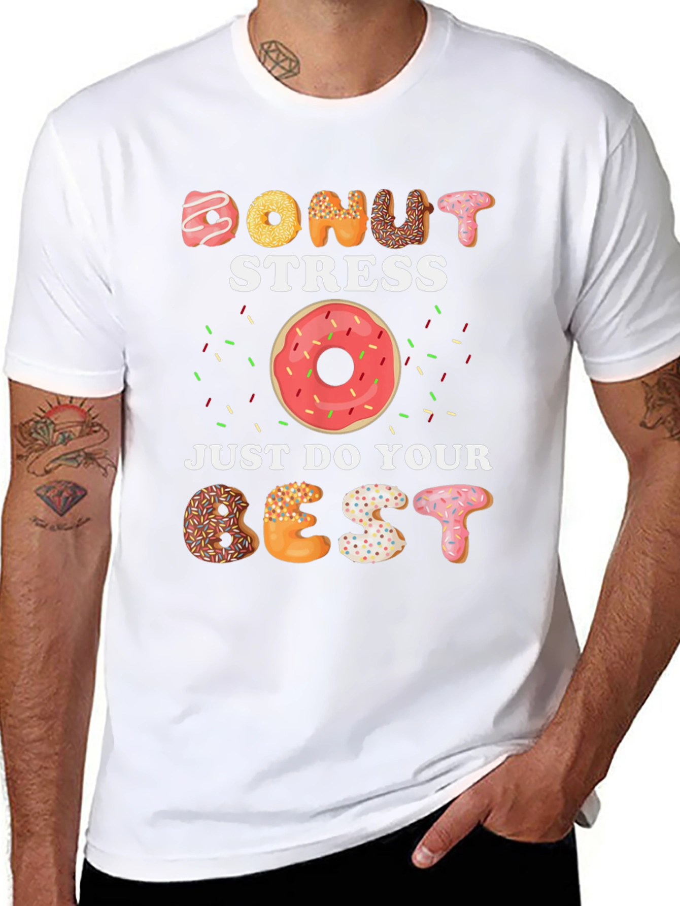 Black Donut Stress Graphic Tee - Just Do Your Best view 8