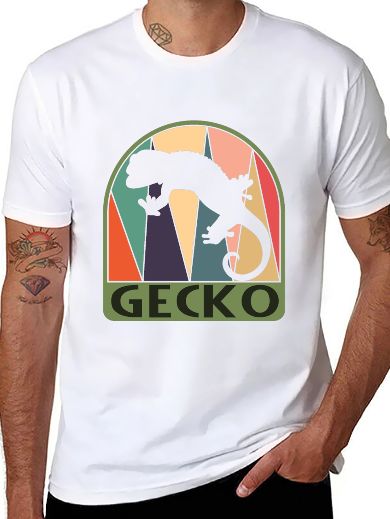 Black Retro Gecko Graphic Tee - Cool Black T-Shirt view 8