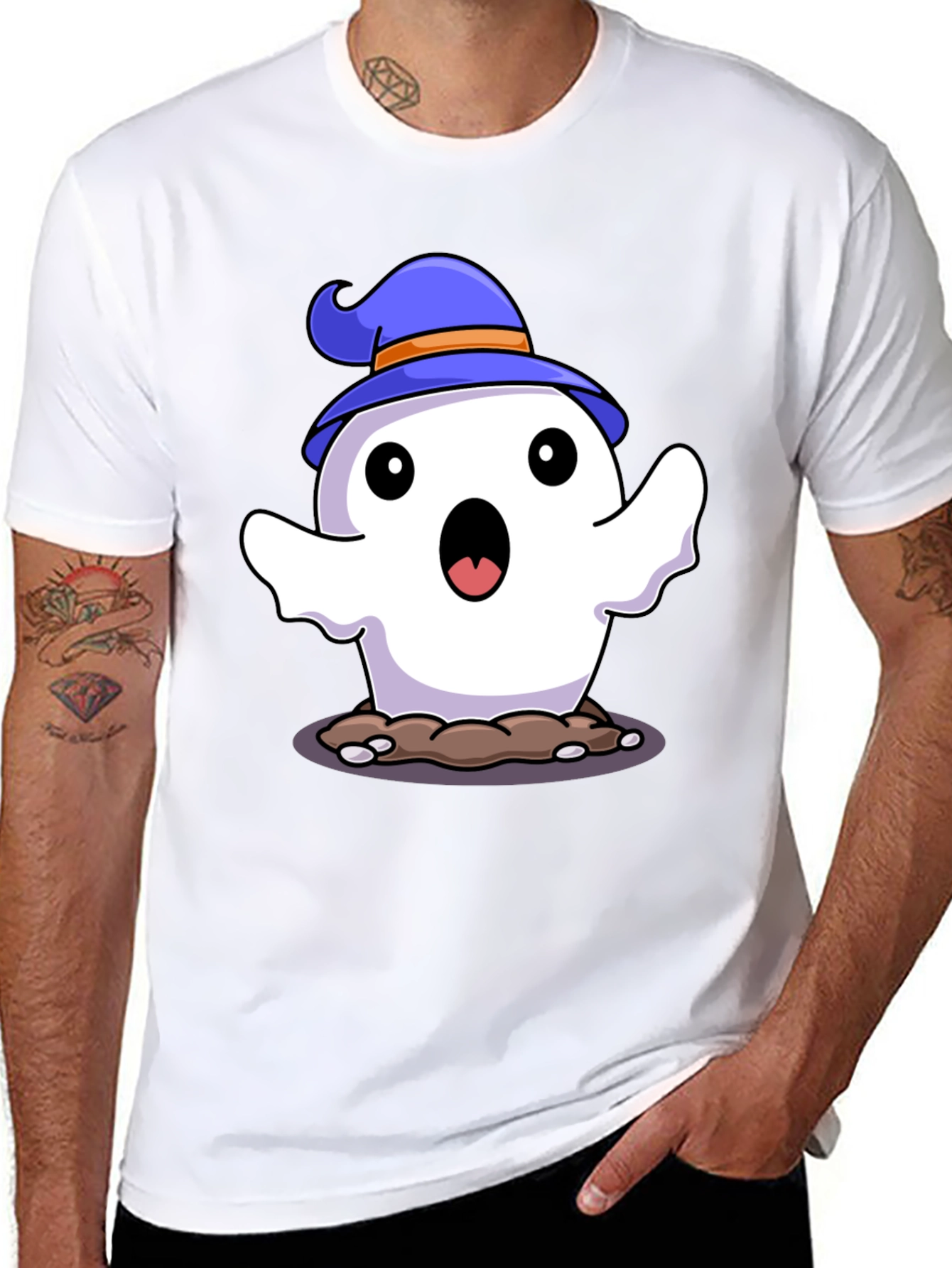 Black Halloween Ghost T-Shirt - Spooky Cute! view 8
