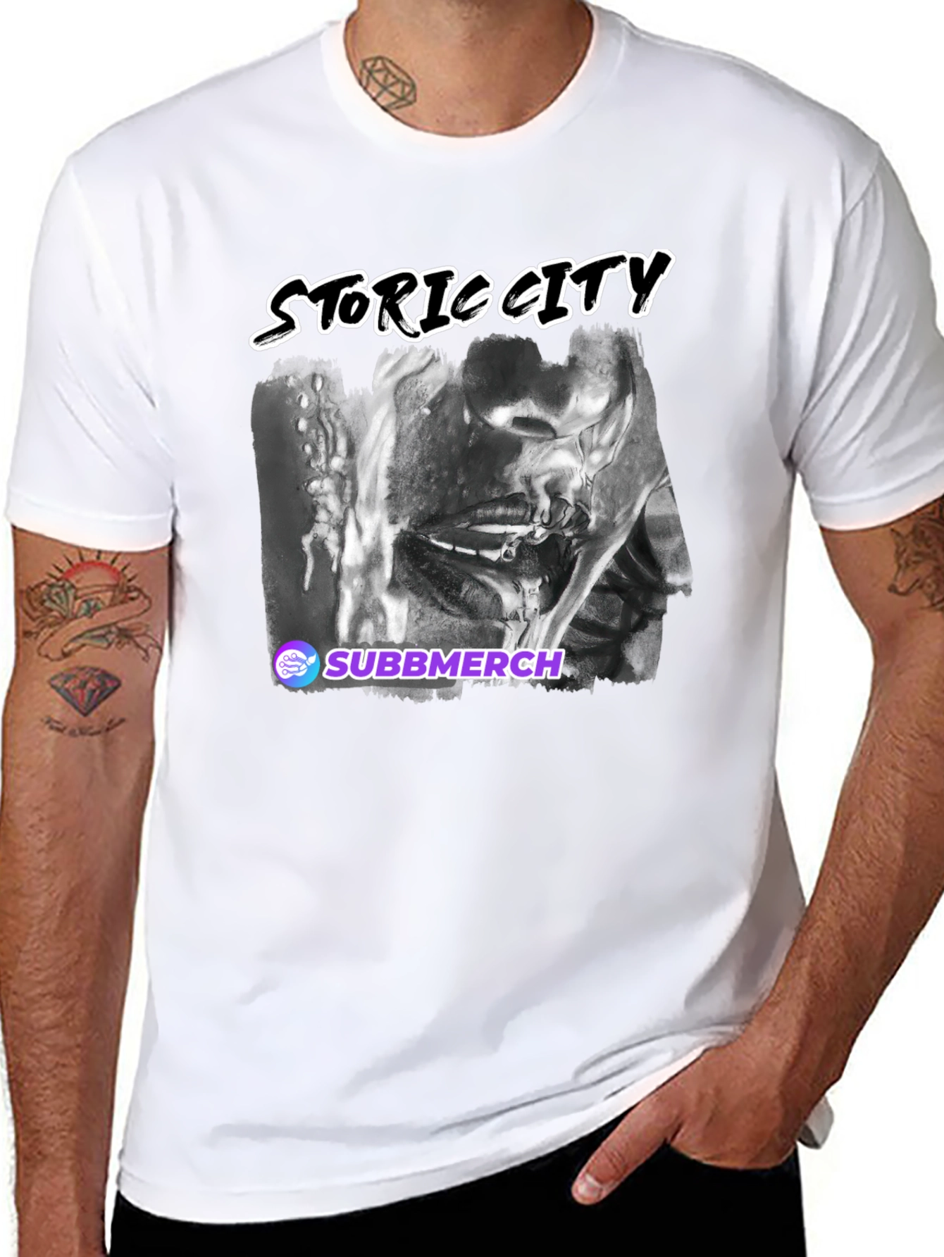 Black Storric City Graphic Print T-Shirt view 8
