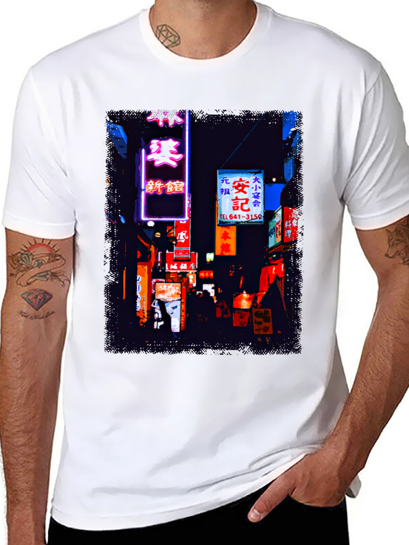 Black Neon City Streetwear Tee - Tokyo Vibes view 8