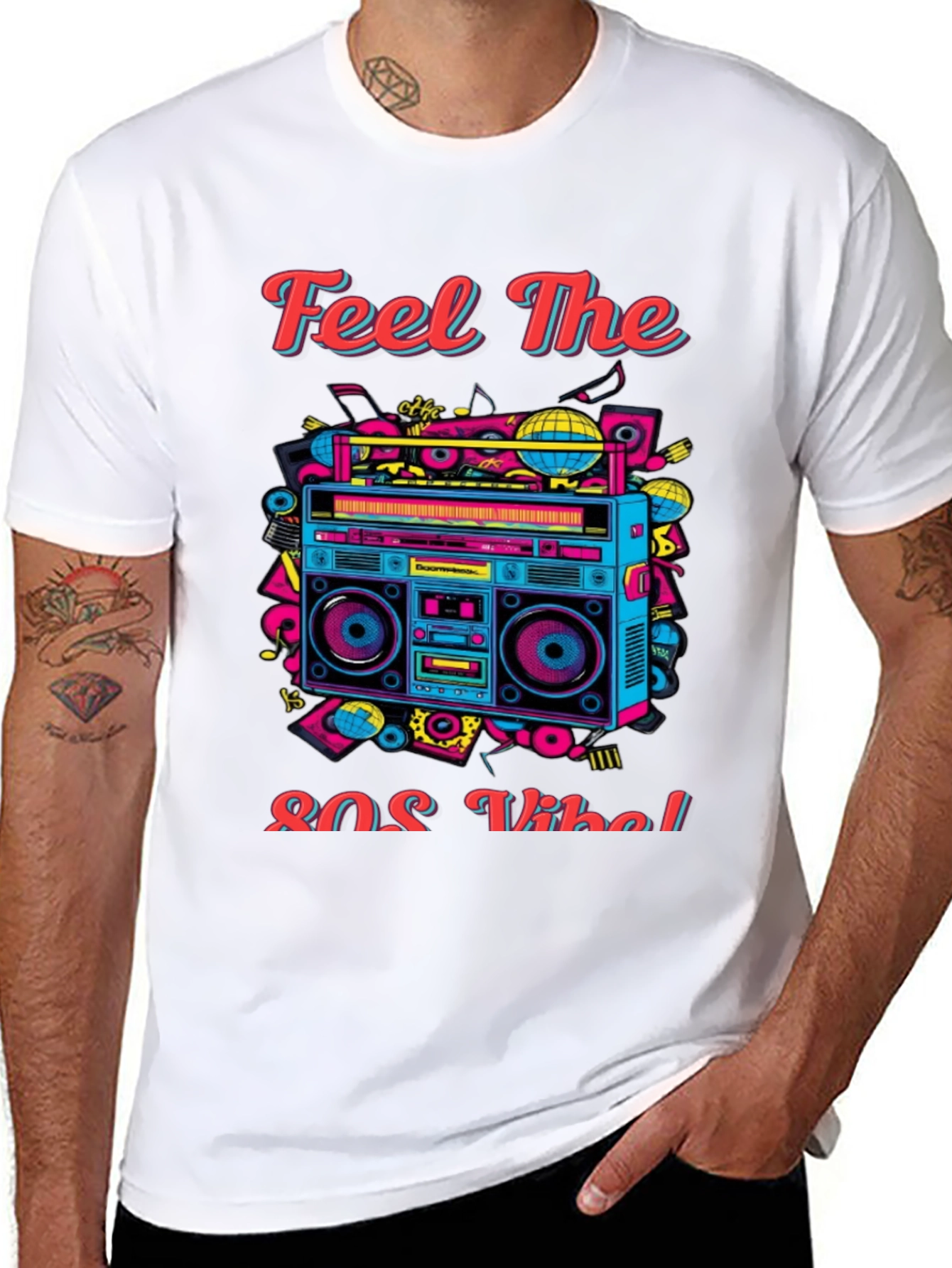Black Retro 80s Vibe Graphic Tee view 8