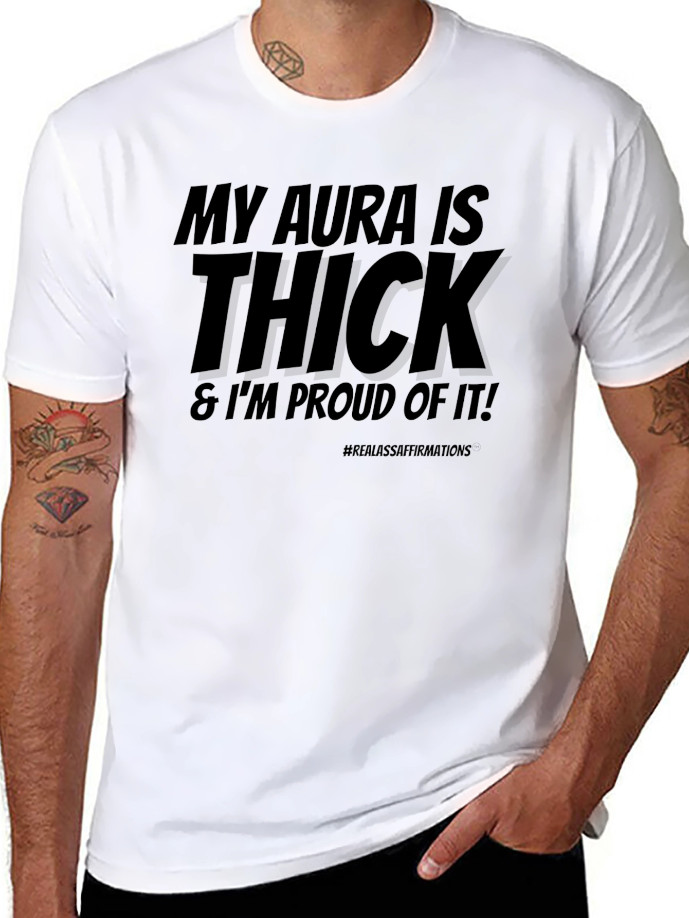 Black My Aura is Thick T-Shirt - Bold Statement Tee view 8