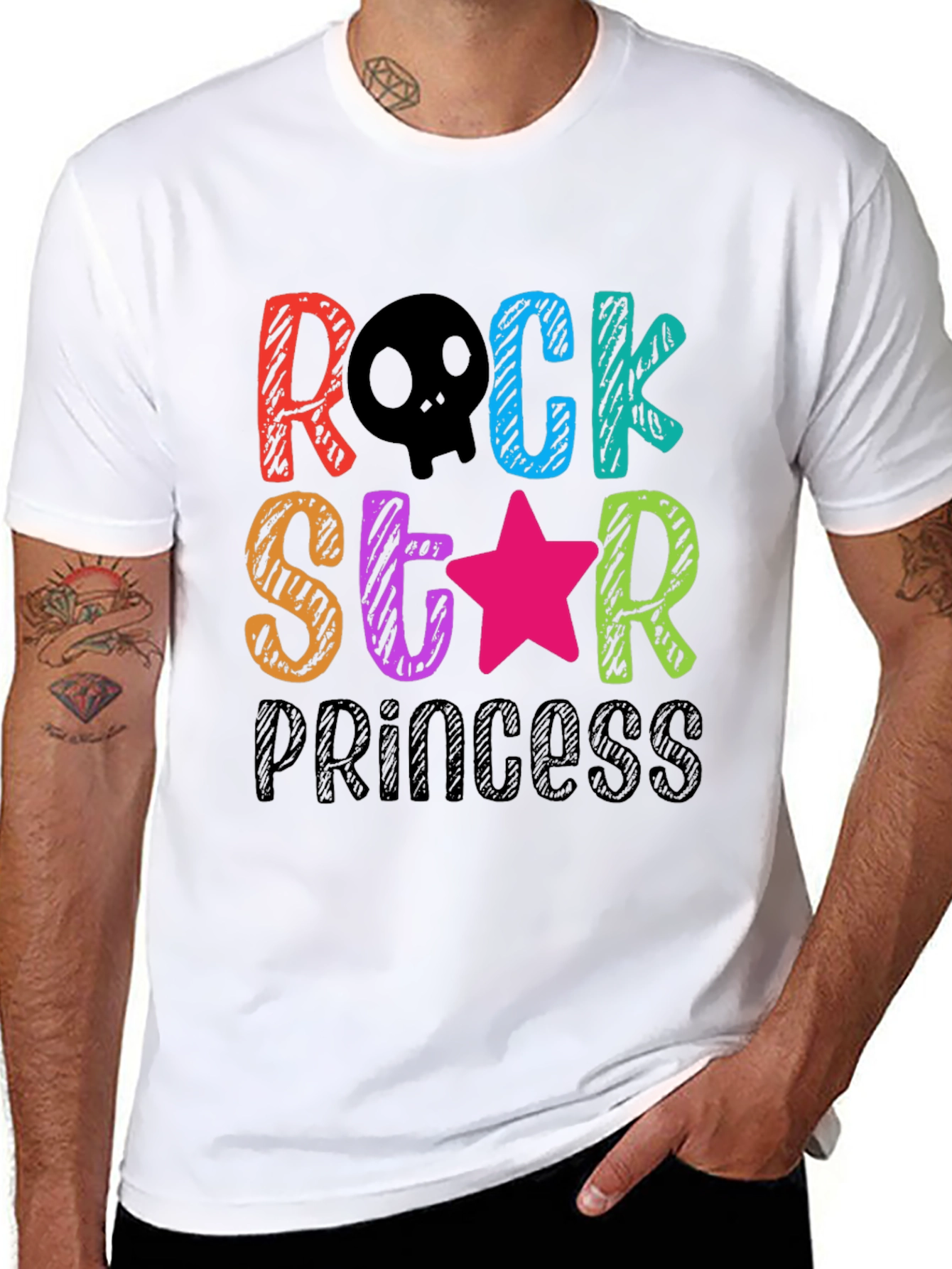 Black Rock Star Princess T-Shirt - Fun Colorful Design view 8