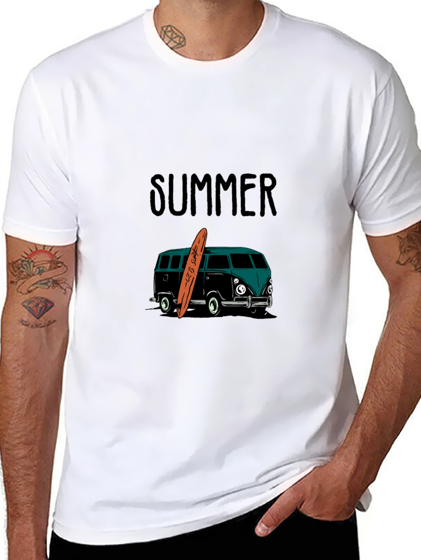 Black Summer Surf Van Graphic Tee - Black view 8