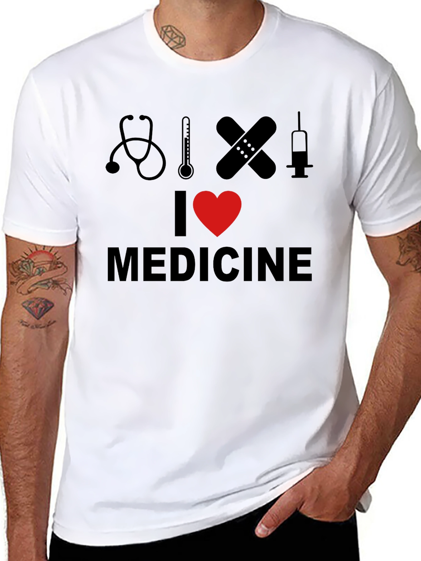 Black I Love Medicine Graphic T-Shirt view 8
