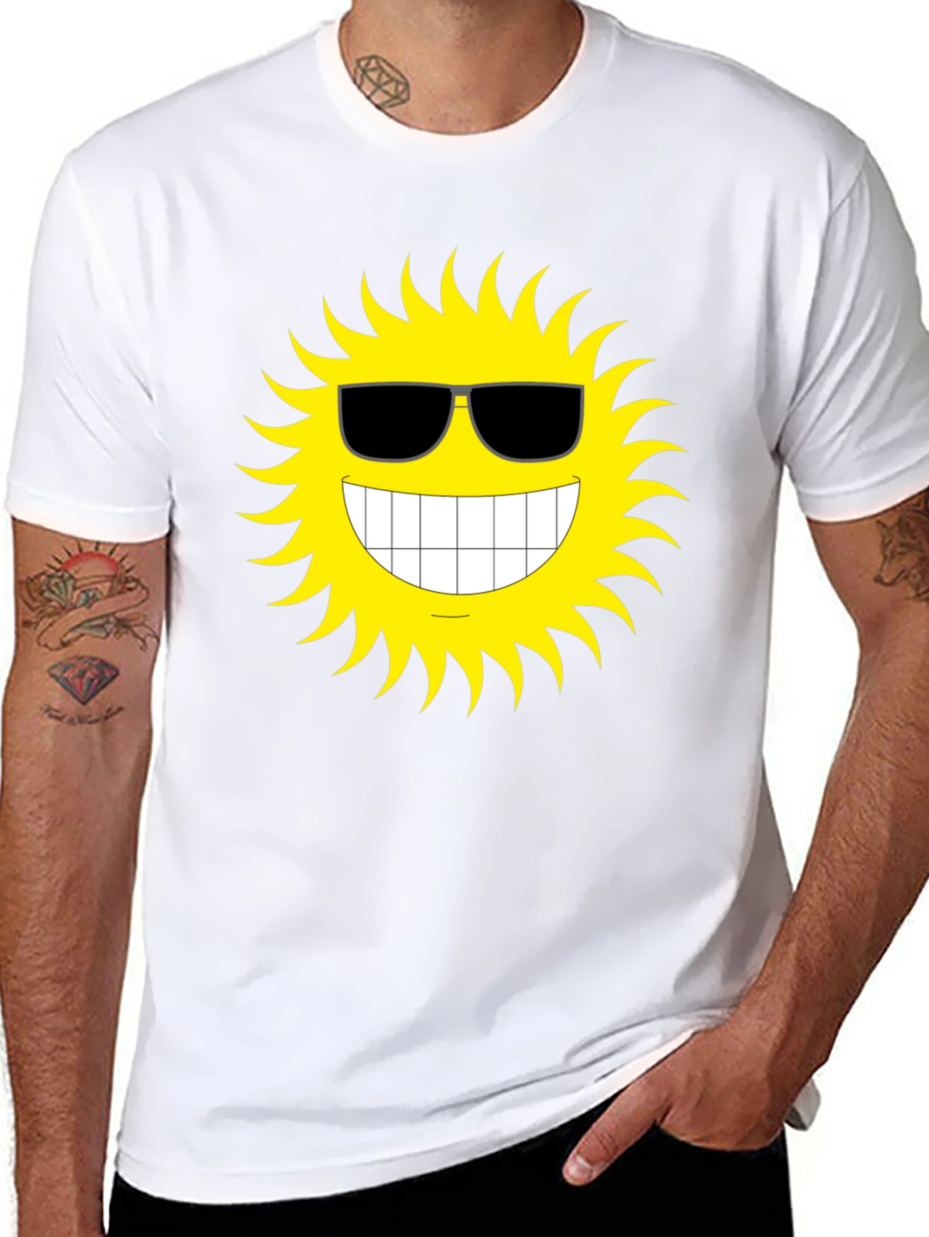 Black Cool Sun Graphic T-Shirt - Black Cotton Tee view 8