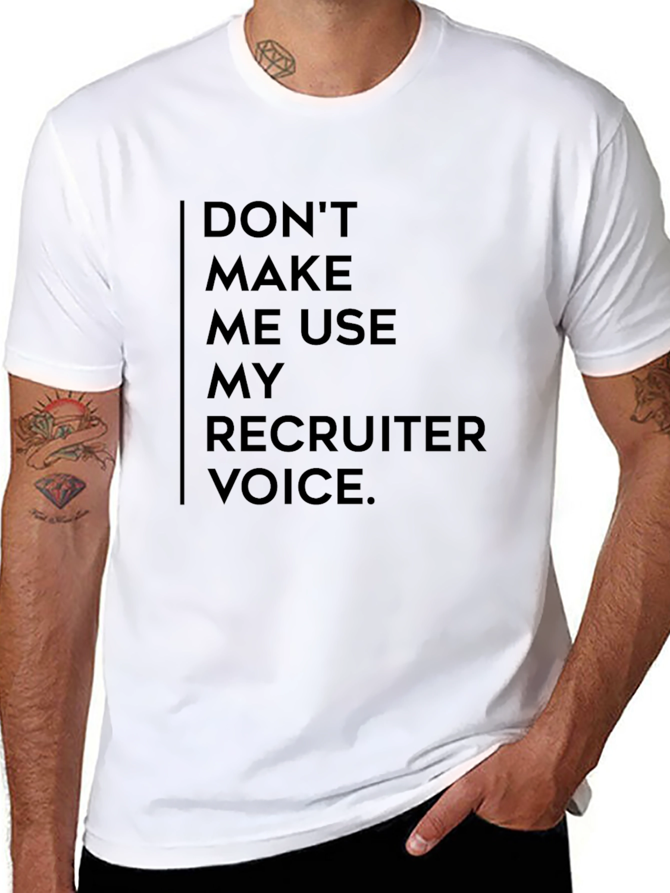 Black Recruiter Voice T-Shirt - Funny Job Gift view 8
