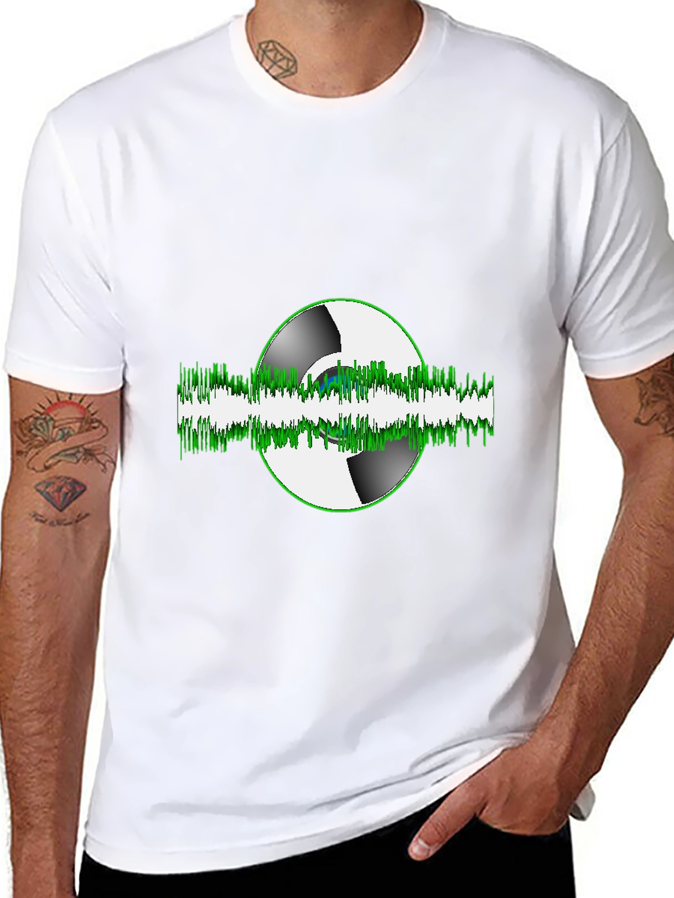 Black Vinyl Wave Graphic Tee - Music Lover's T-Shirt view 8