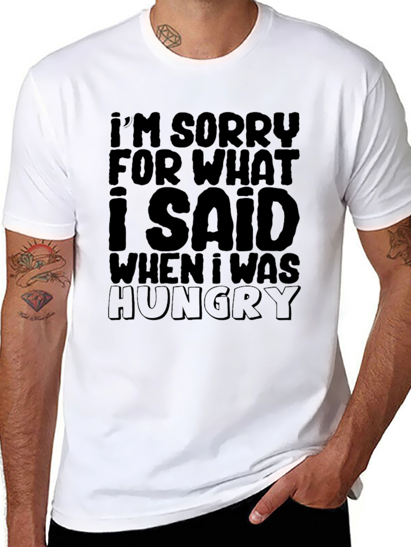 Black Funny "I'm Sorry... Hungry" Graphic T-Shirt view 8