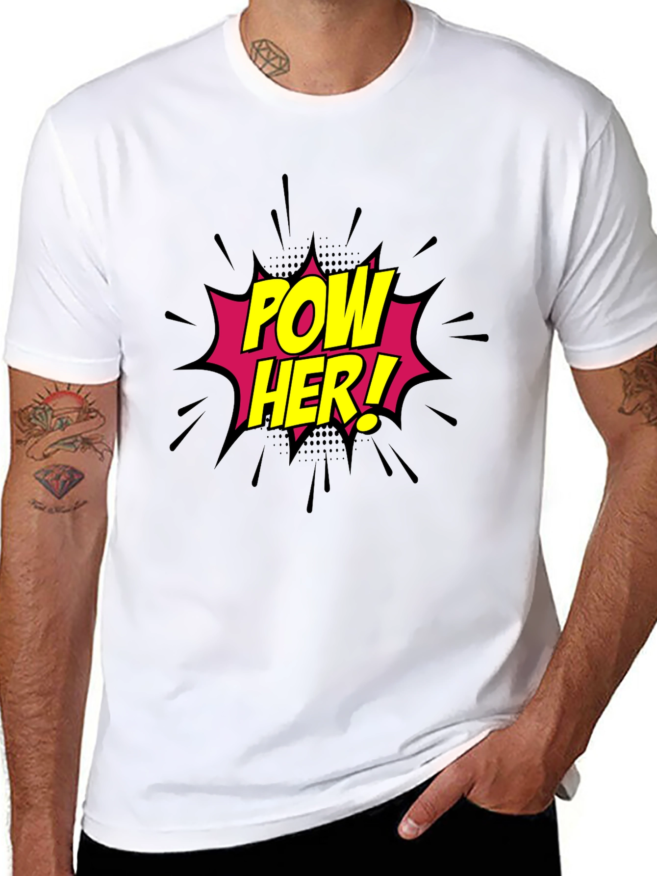 Black Pow Her! Black Graphic Tee - Comic Book Style view 8
