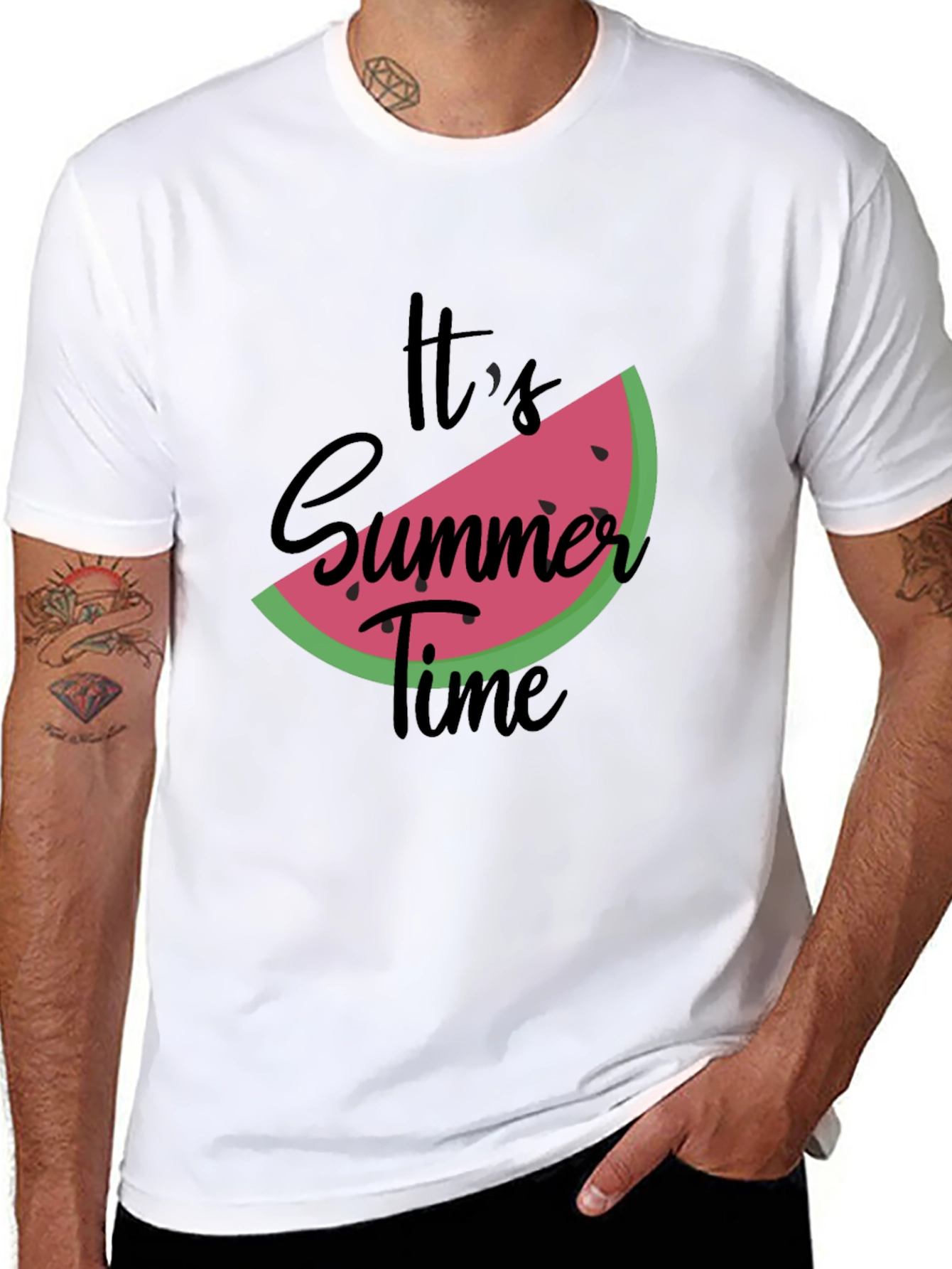 Black Summer Time Watermelon Graphic Tee - Black view 8