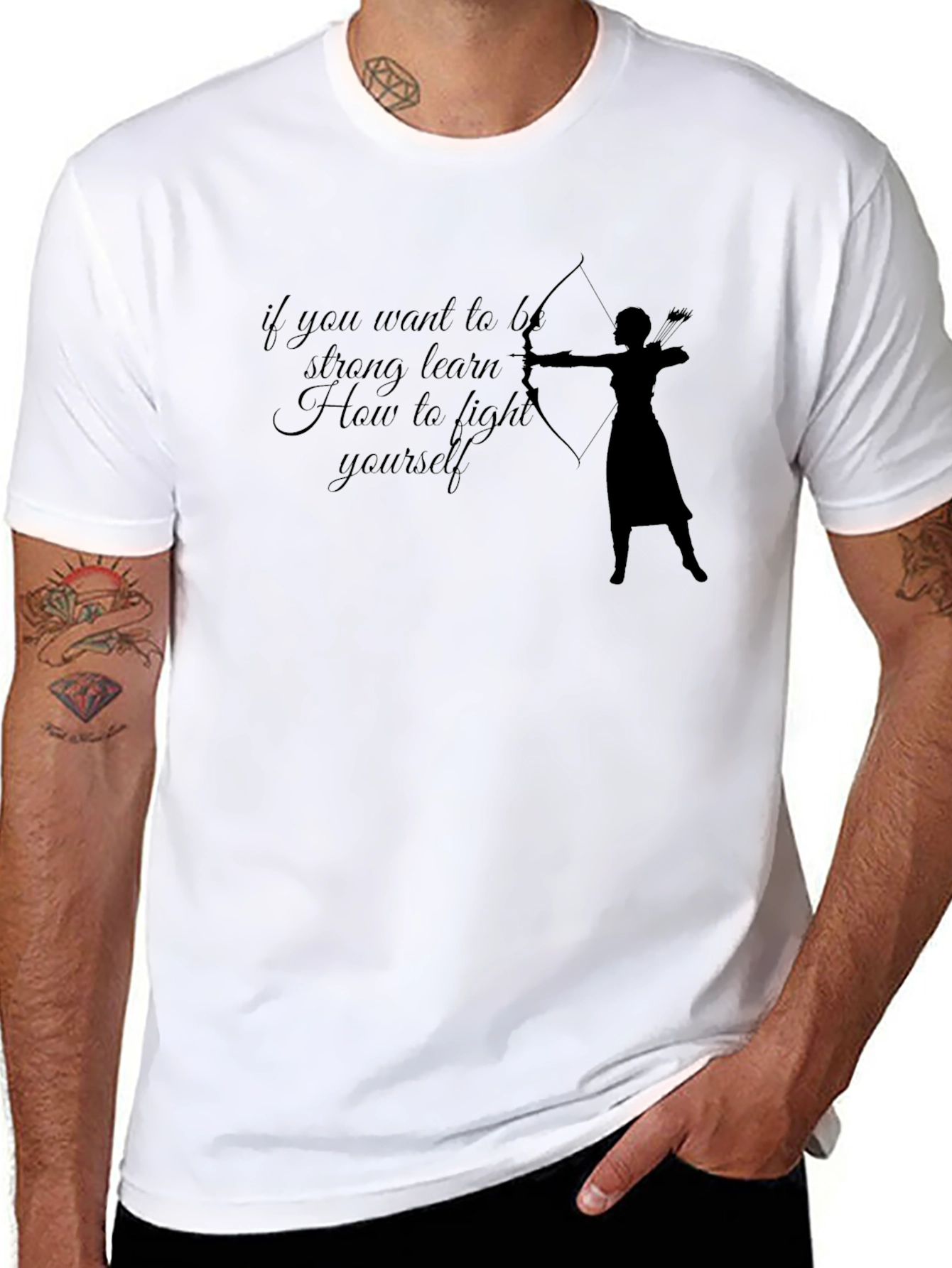 Black Archer Motivational T-Shirt - Learn to Fight Yourself view 8