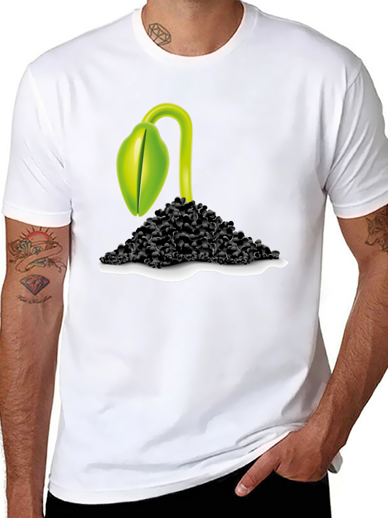 Black Sprout Graphic Tee - Black Cotton Blend T-Shirt view 8