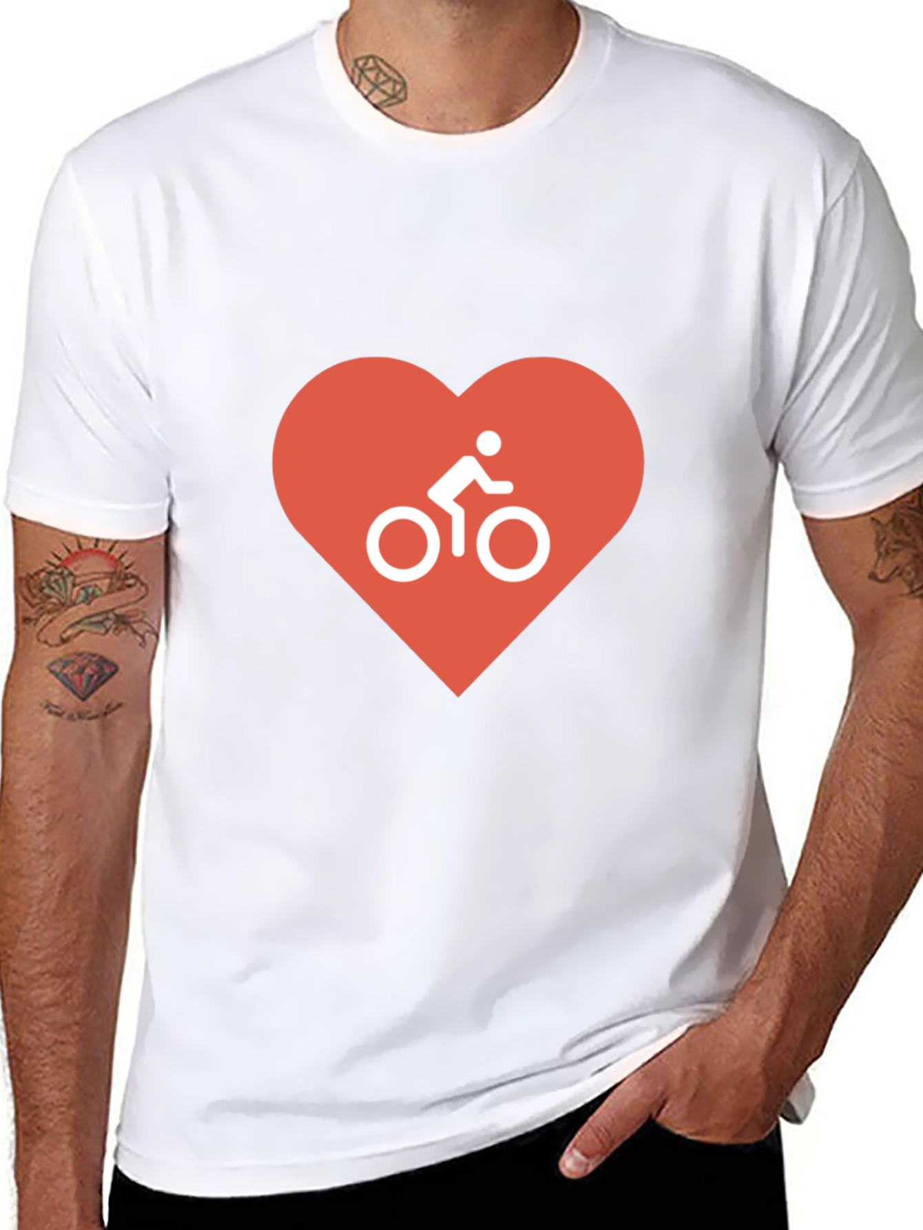 Black I Love Cycling T-Shirt - Black, Heart Design view 8